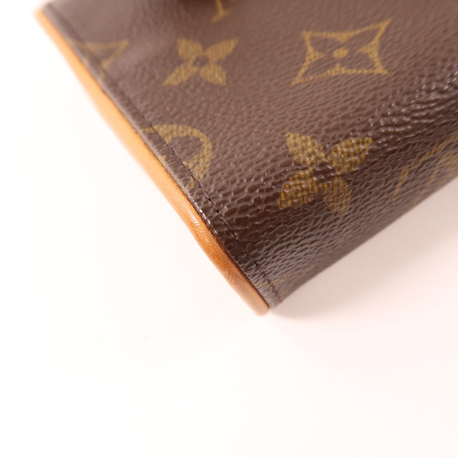 LOUIS VUITTON Monogram Pochette Florentine XS金扣腰包棕色