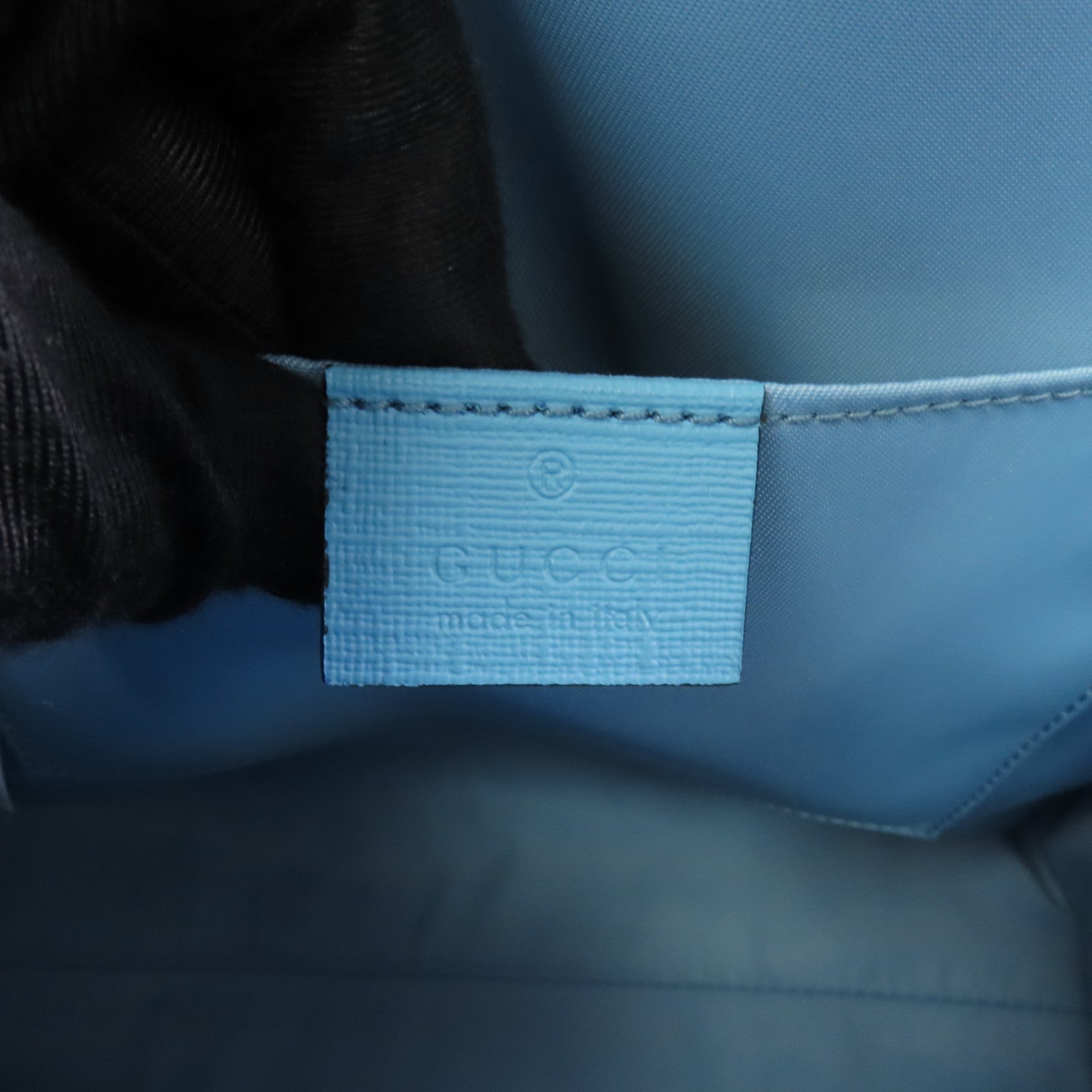 GUCCI 塗層帆布Handbag銀扣手挽袋啡色/藍色