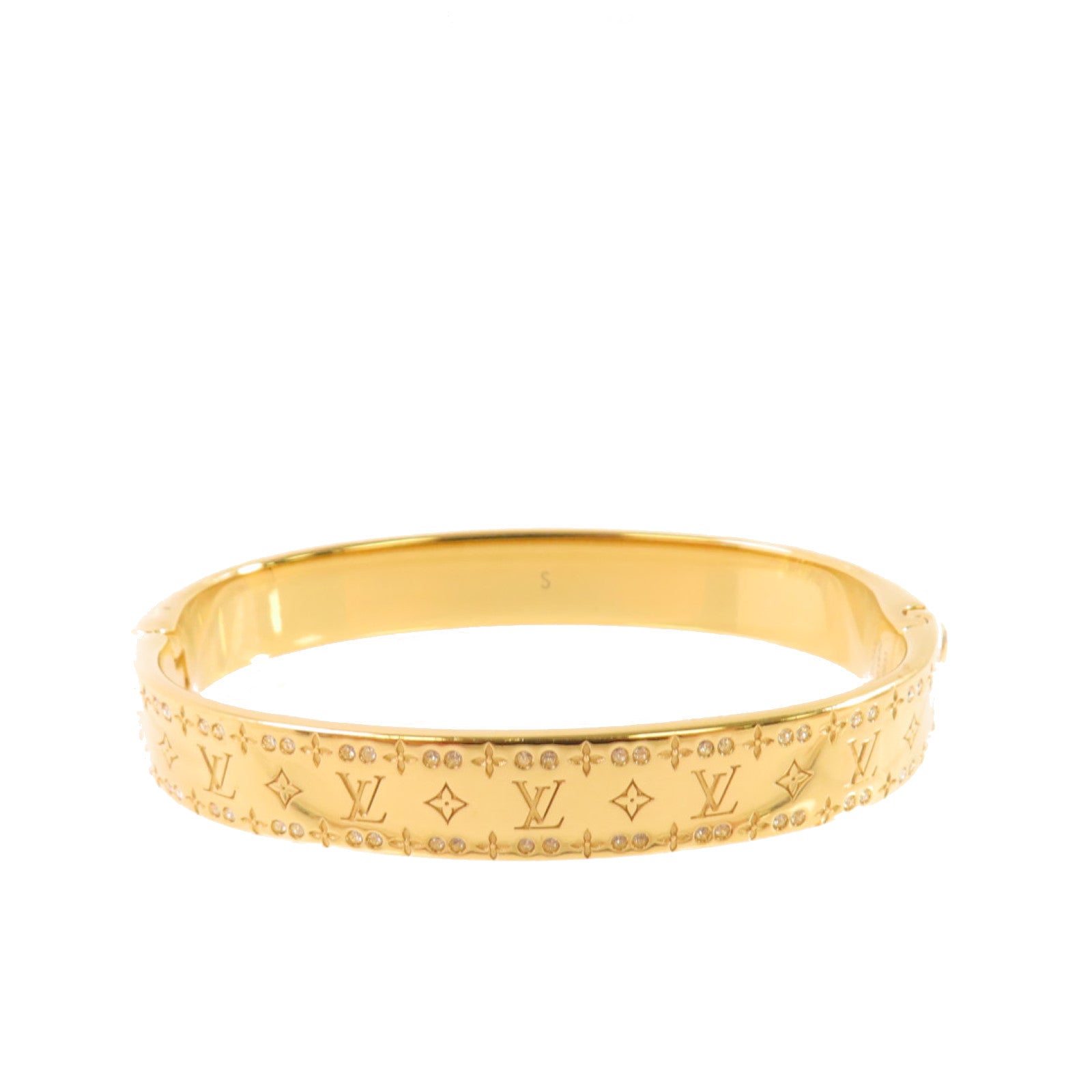LOUIS VUITTON 金屬/水鑽Nanogram Strass Bracelet S金扣手镯