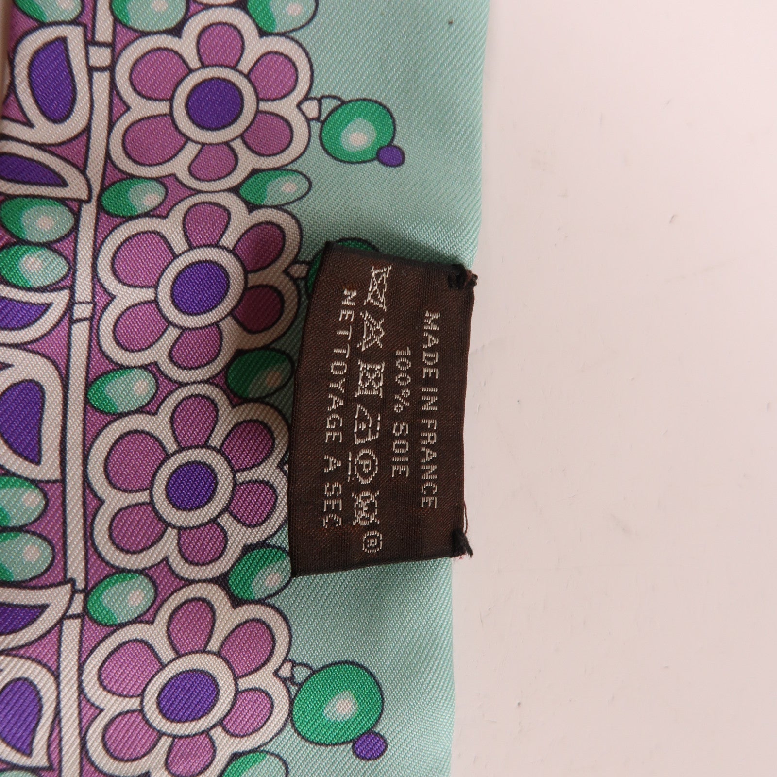 HERMES Twilly Scarf Scarves Silk Green Purple