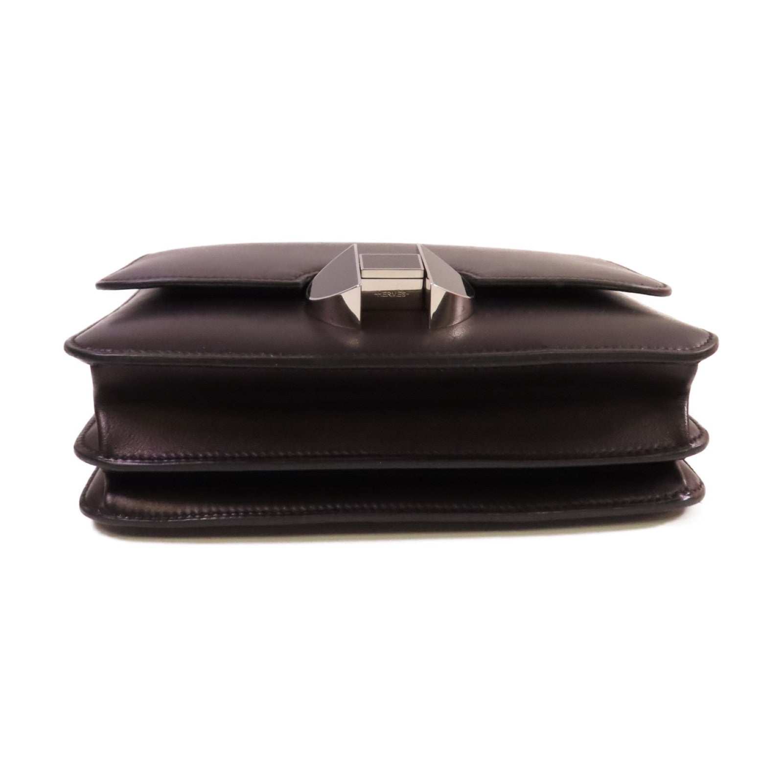 HERMES Evercolor皮革2002 Shoulder Bag銀扣肩背袋Noir黑色