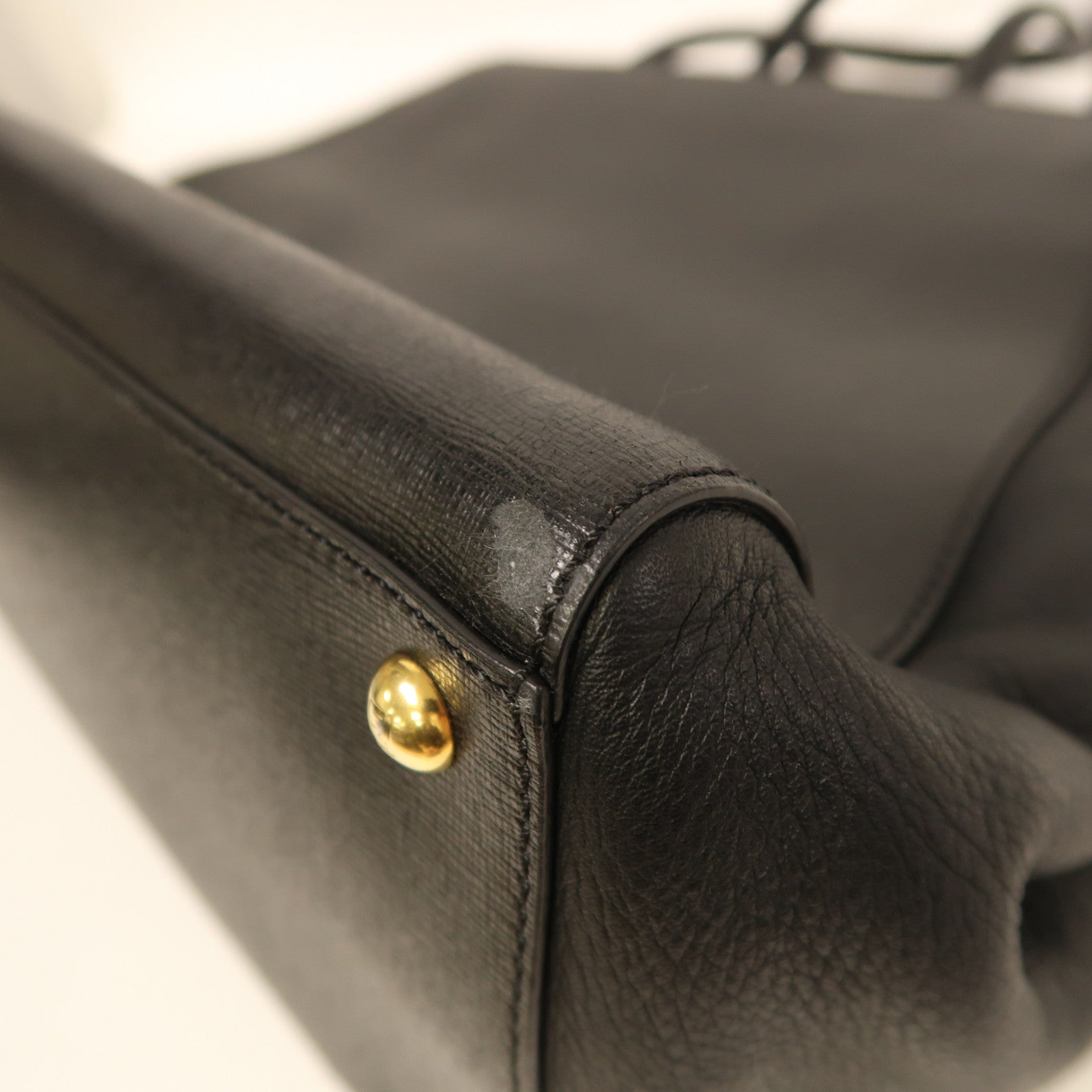 FENDI 牛皮皮革2 Jours金扣手挽肩背兩用袋黑色