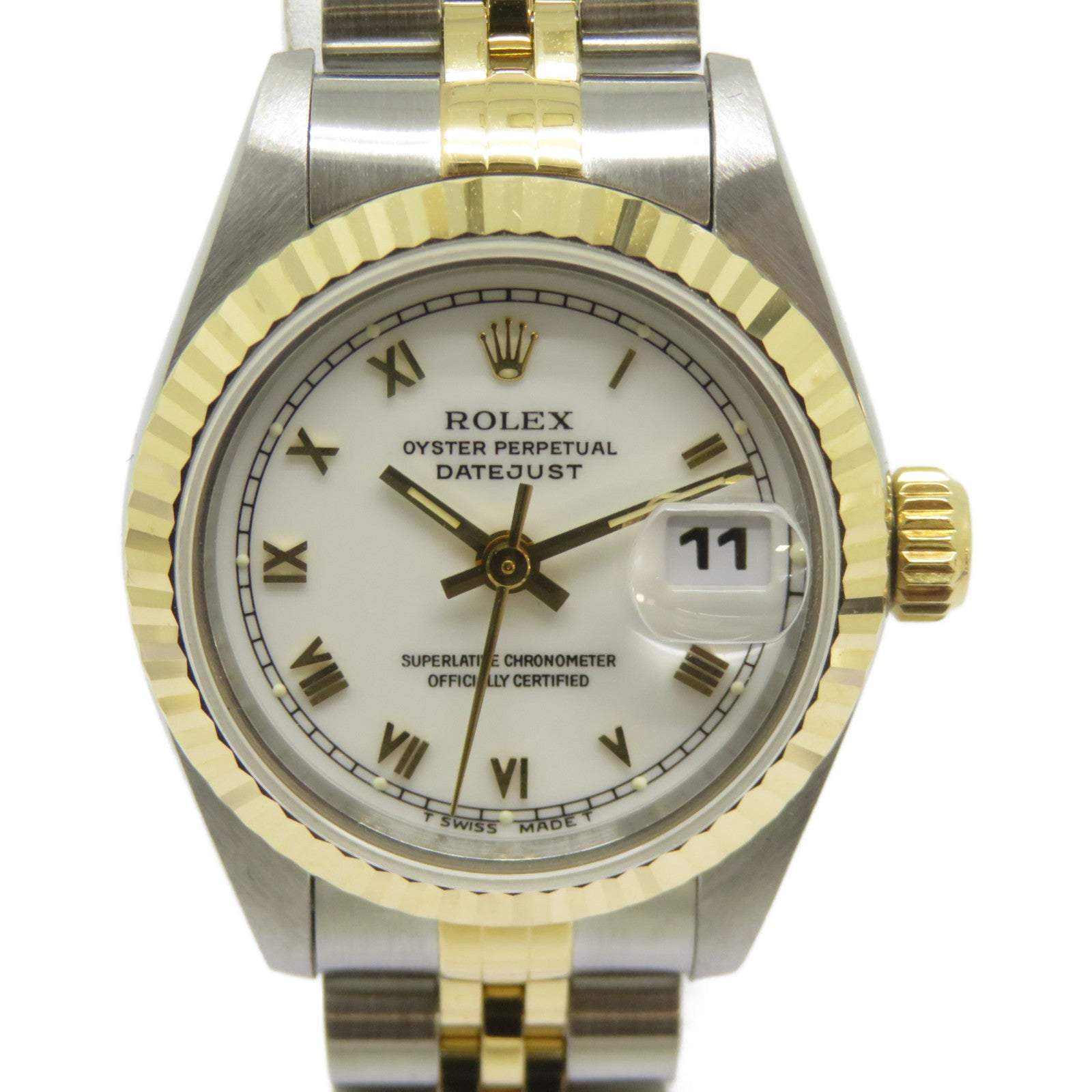 ROLEX Datejust不鏽鋼/18K黃金手錶自動機芯白色