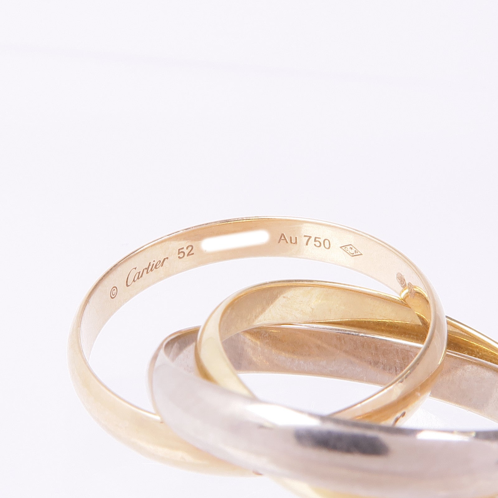 CARTIER 18K黃金/白金/玫瑰金Trinity戒指Cartier#52/US#6