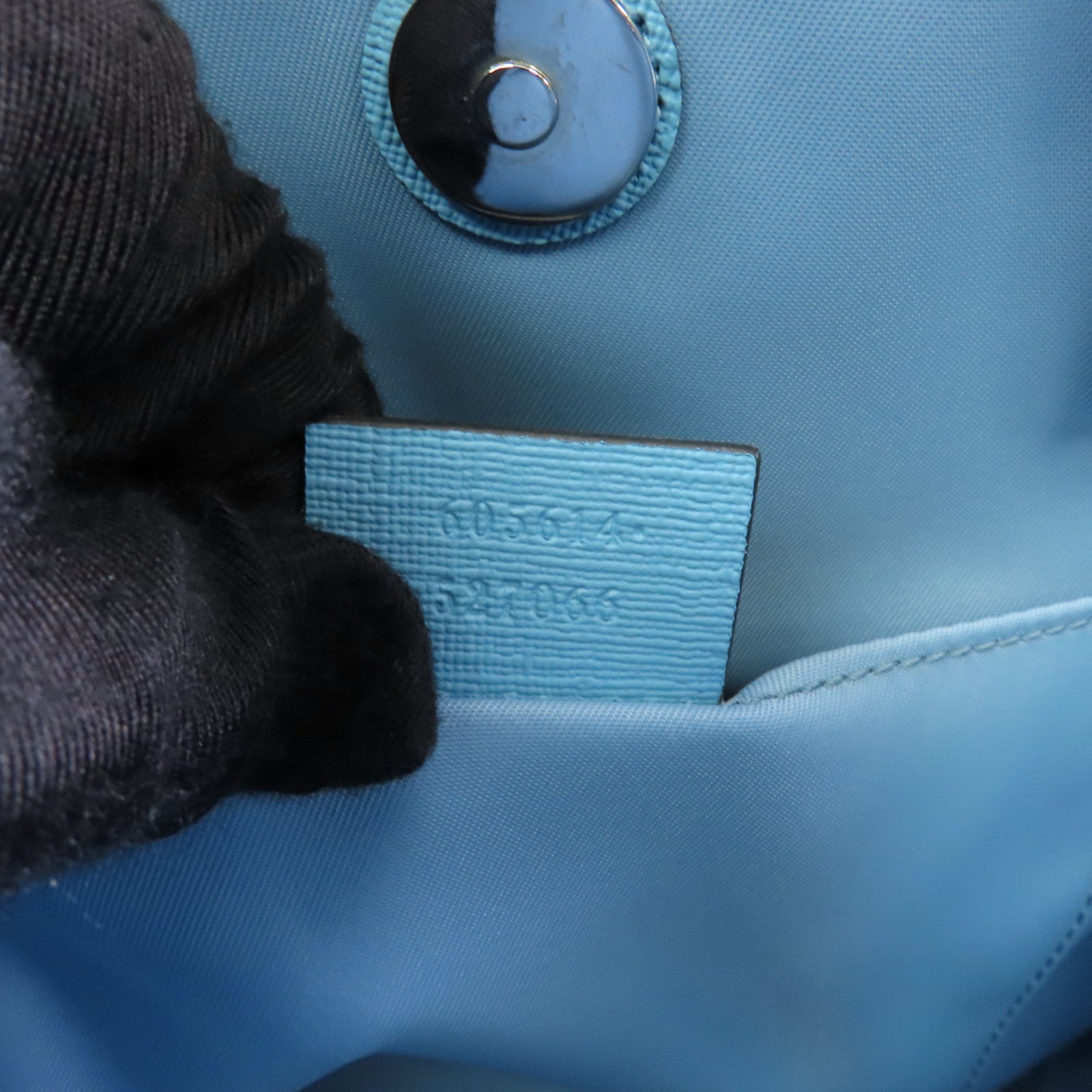GUCCI 塗層帆布Handbag銀扣手挽袋啡色/藍色