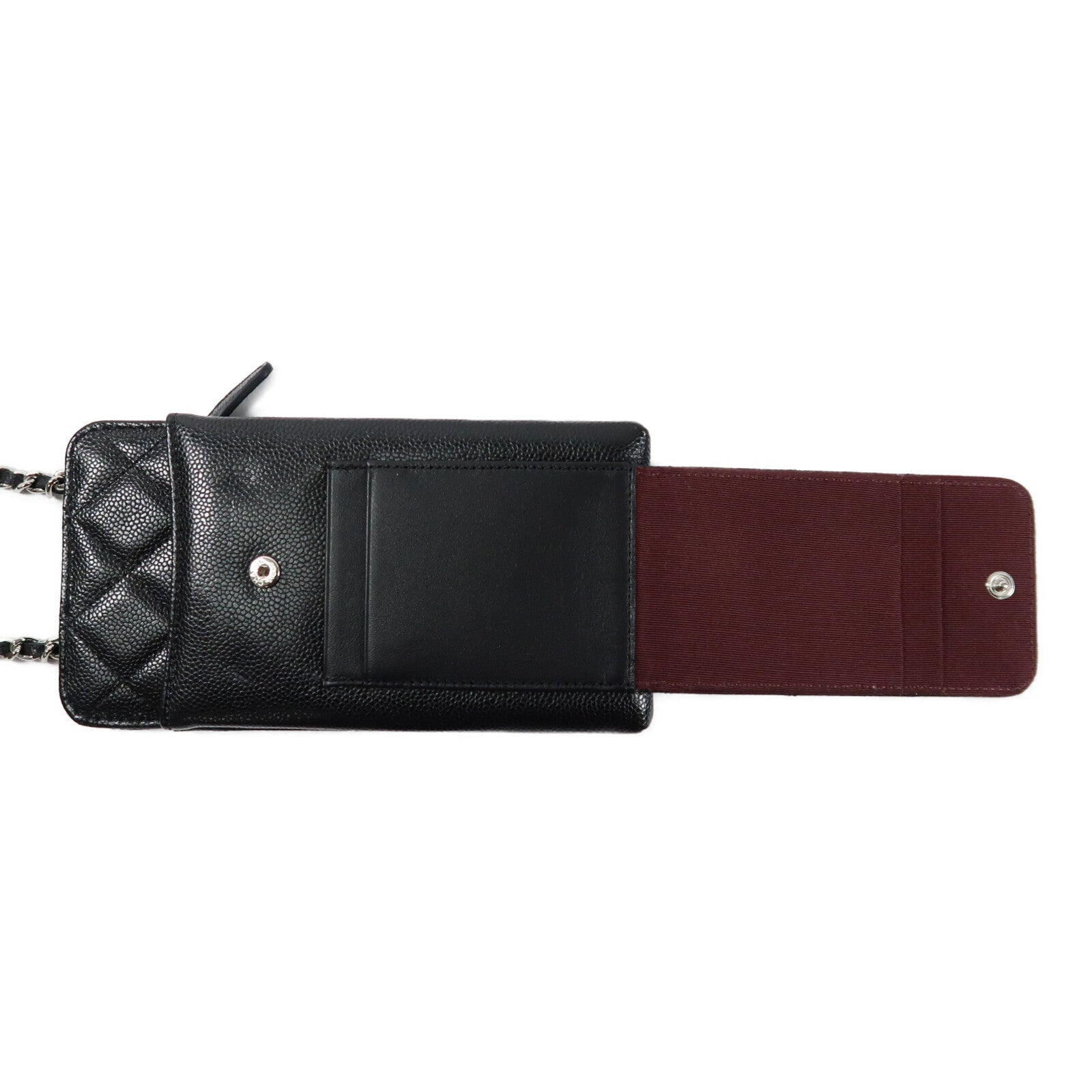 CHANEL 牛皮皮革Phone Bag銀扣鏈帶肩背袋