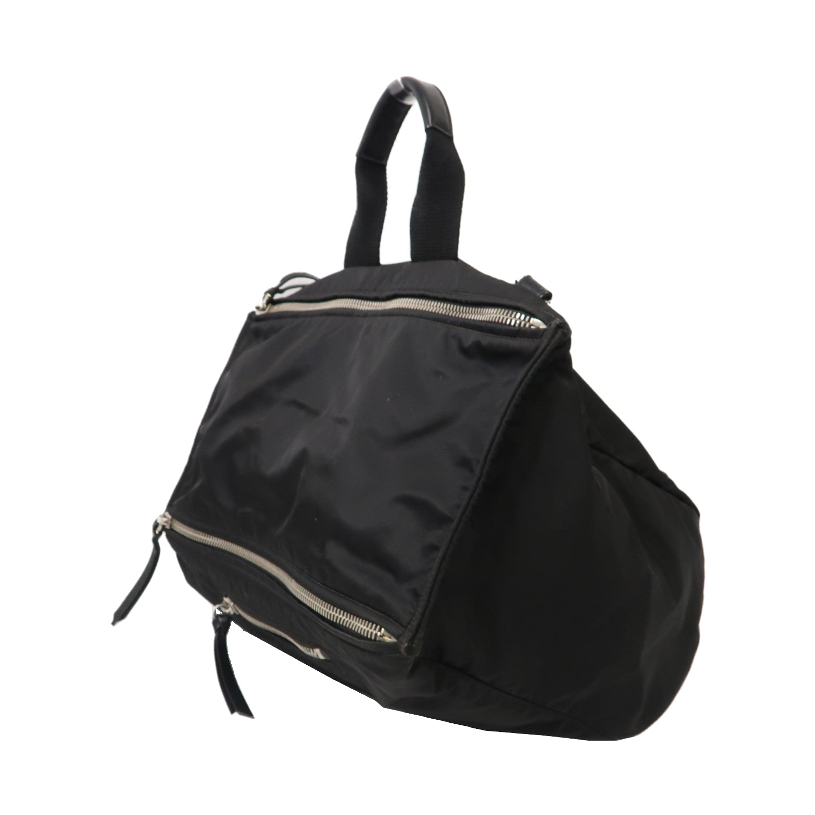 GIVENCHY 尼龍Pandora Messenger Bag銀扣手挽肩背兩用袋黑色