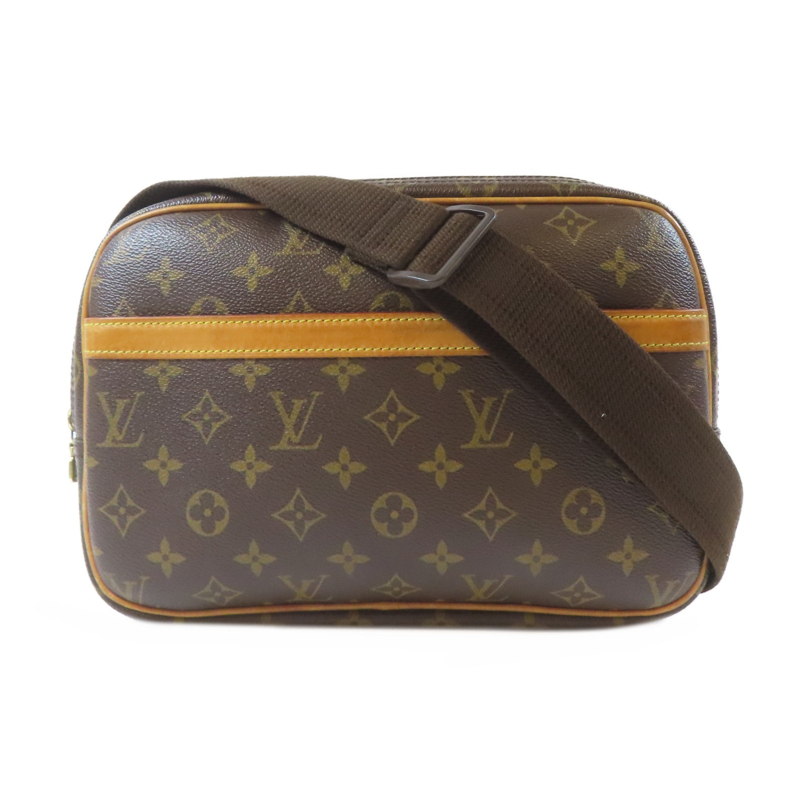 LOUIS VUITTON Monogram Reporter金扣肩背袋啡色