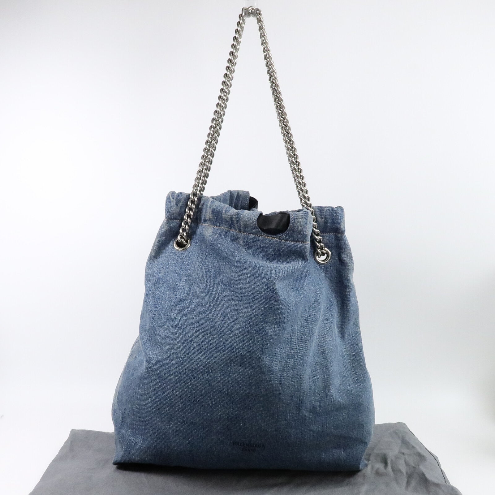 BALENCIAGA 牛仔布Crush M Tote鏈帶肩背袋