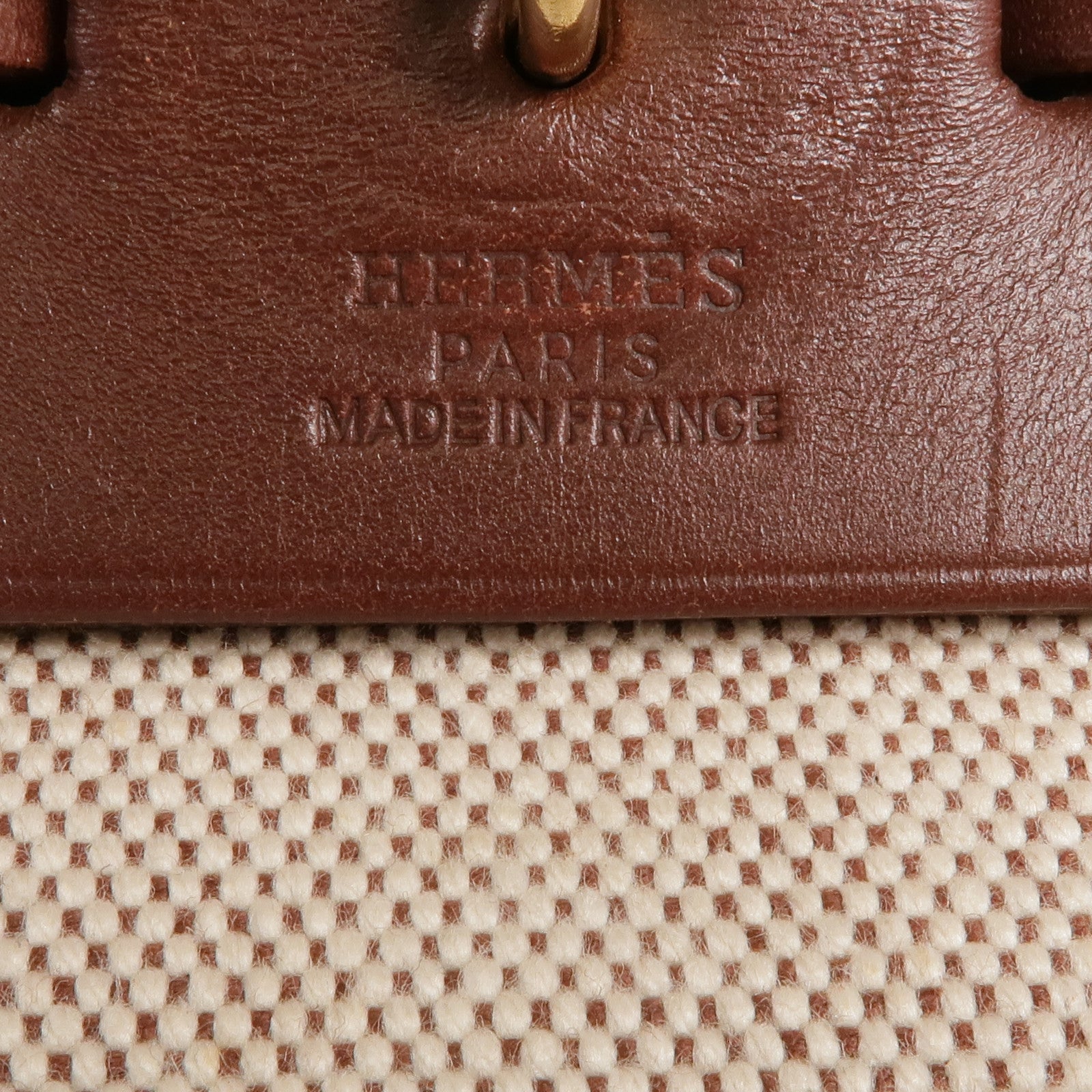 HERMES Toile H帆布/皮革Herbag PM金扣手挽肩背兩用袋