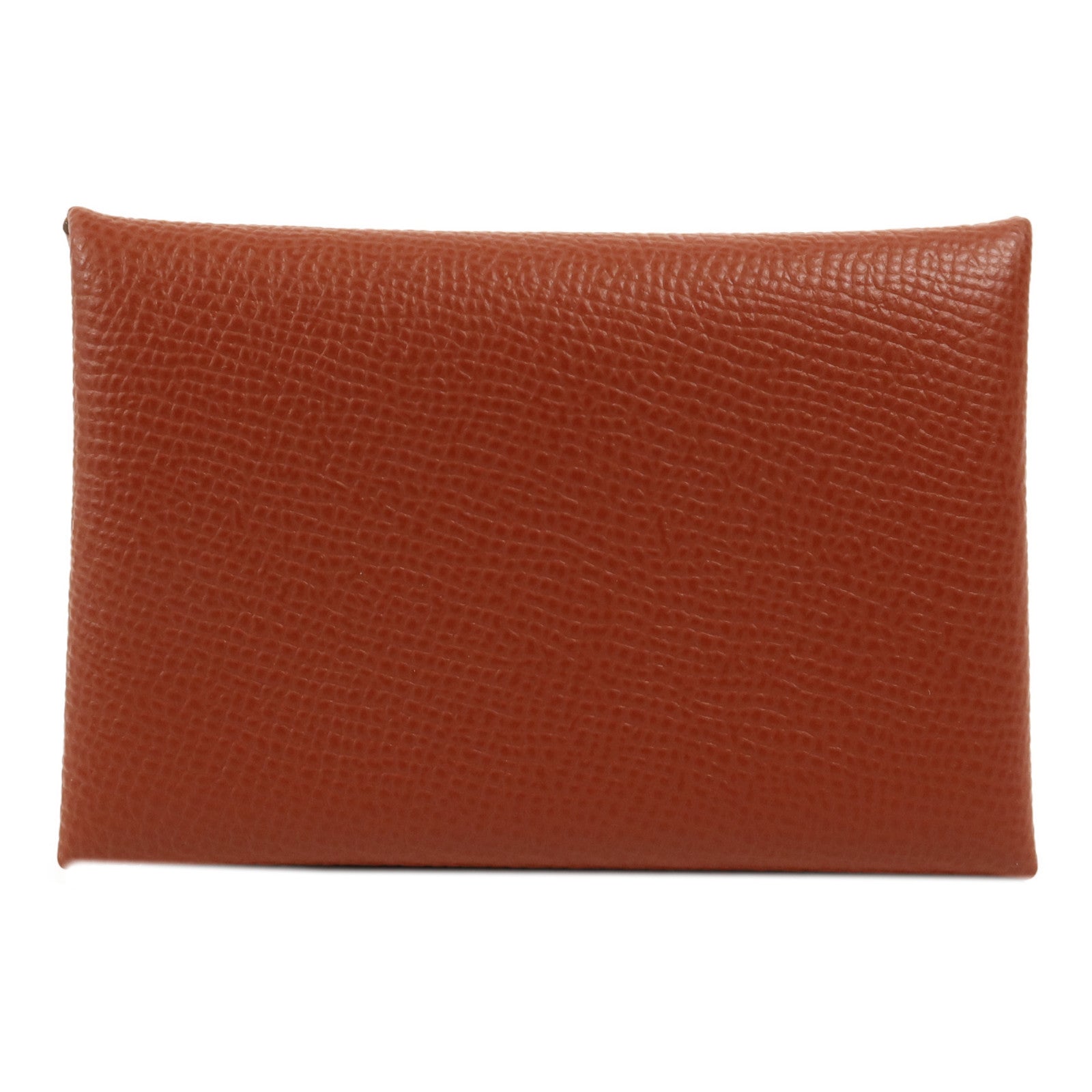 HERMES 【激減優惠】Epsom皮革Calvi銀扣卡片套Rouge Venitien