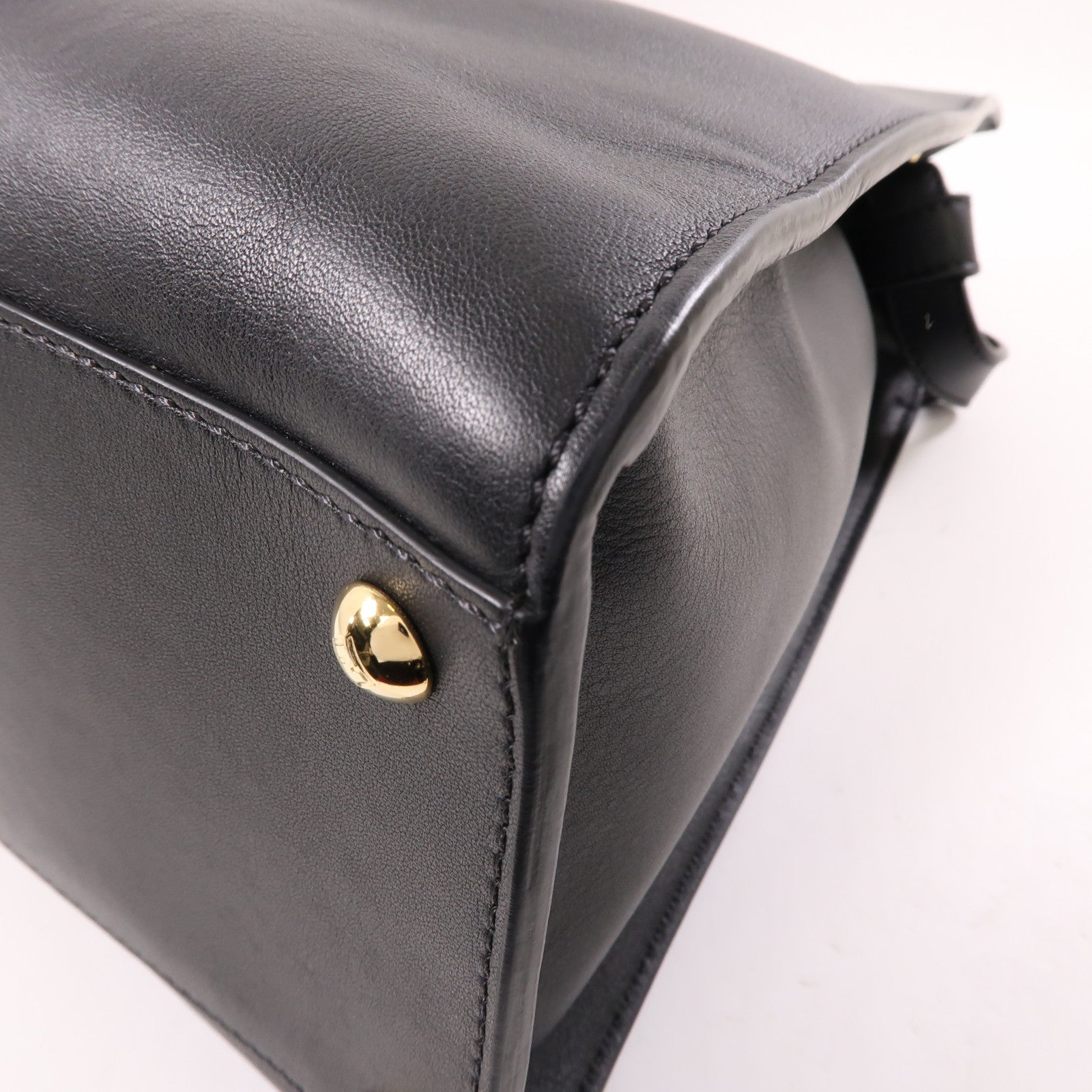 FENDI GHW Peekaboo Shoulder Bag Handbag 8BN304A5E8 Calfskin Leather Black