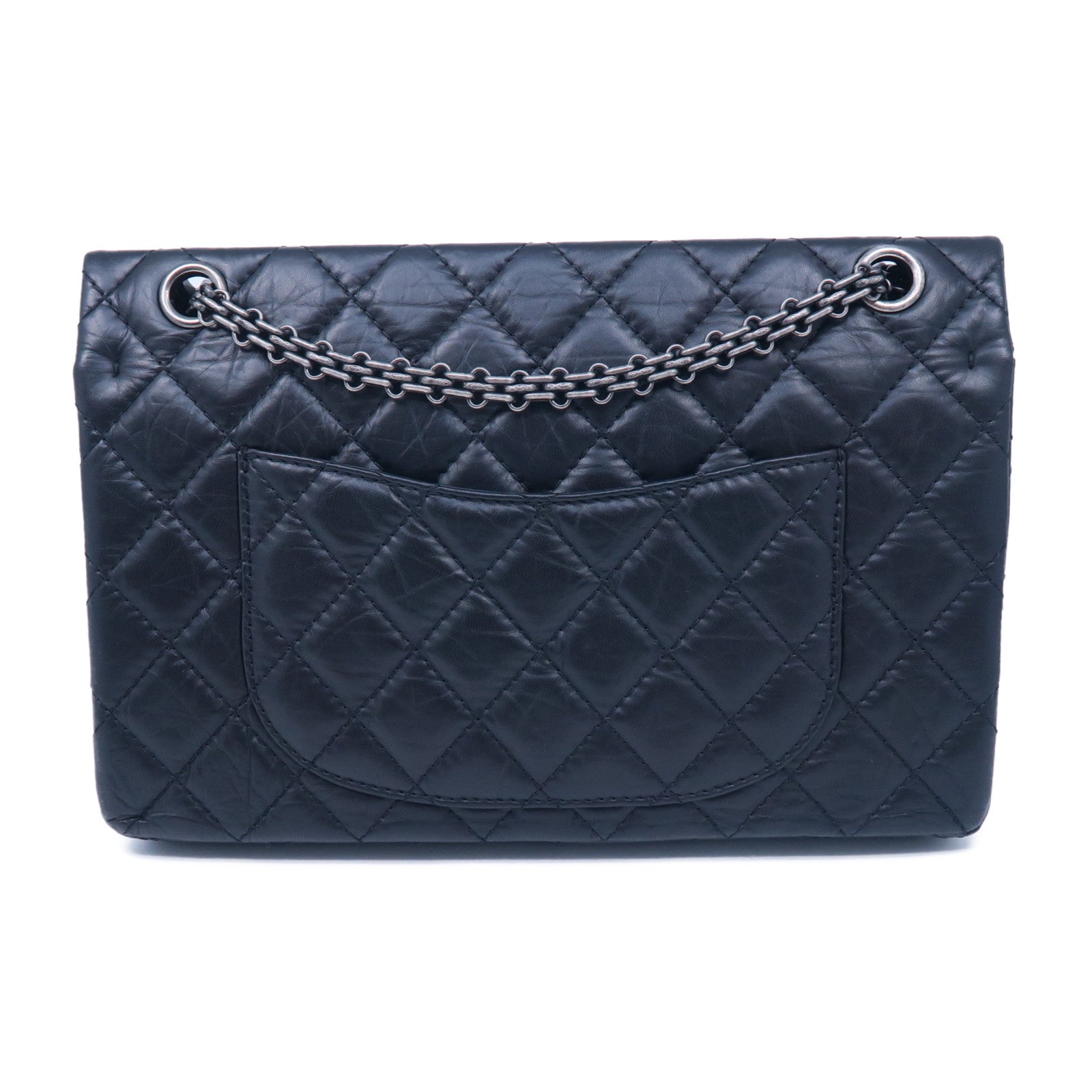 CHANEL 【激減優惠】Caviar皮革2.55 Medium銀扣鏈帶肩背袋黑色