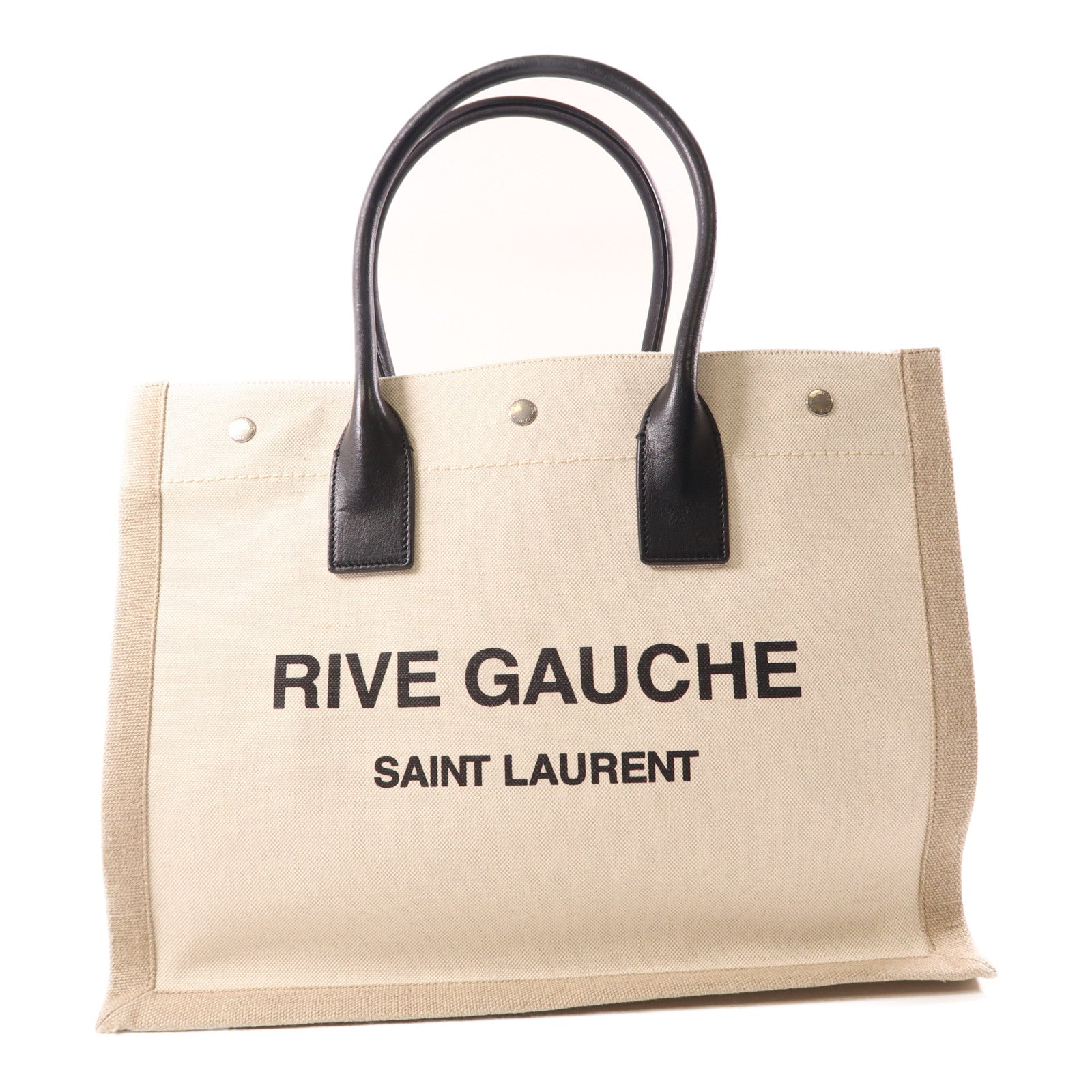SAINT LAURENT 帆布Shoulder Tote銀扣手挽袋