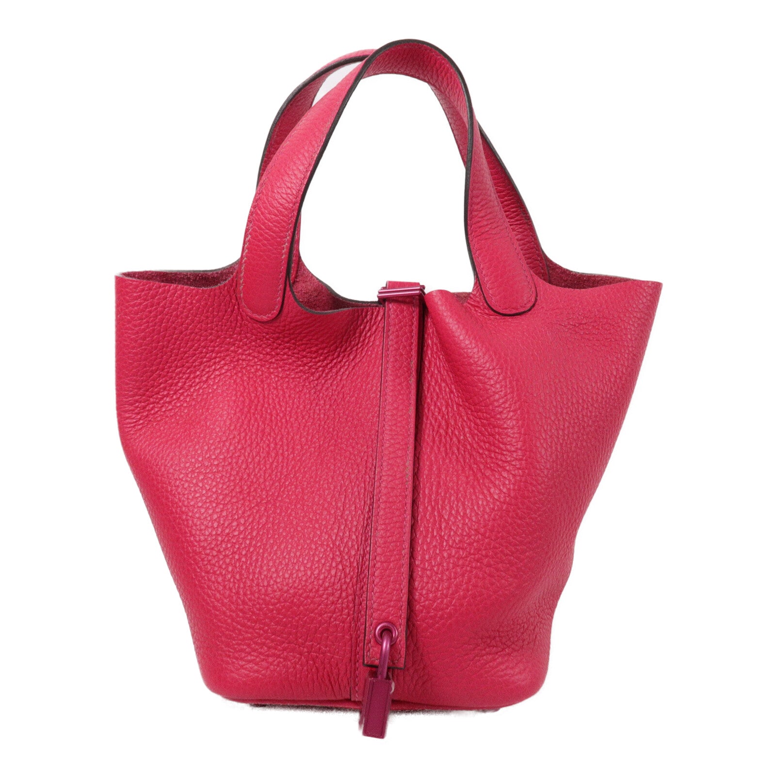 HERMES Clemence皮革Picotin PM手挽袋Rose Mexico