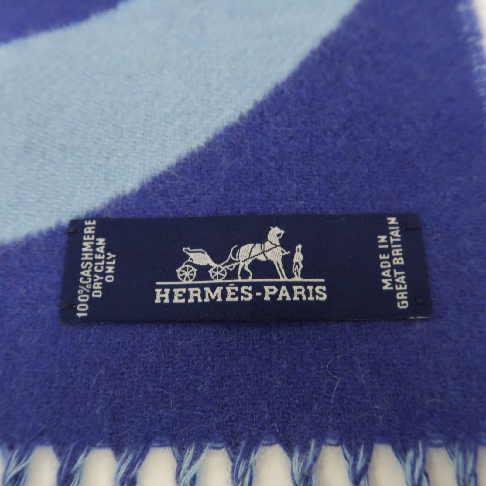 HERMES 【激減優惠】Cashmere Scarf圍巾藍色