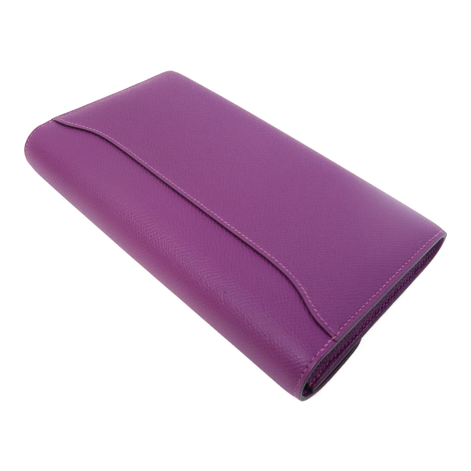 HERMES Epsom皮革Constance Long Wallet銀扣長錢包Anemone/紫色