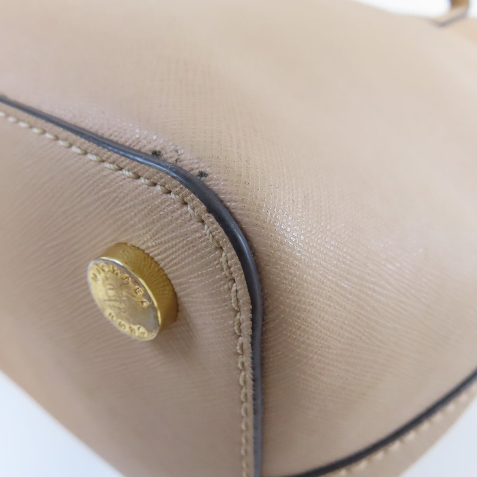 Michael Kors 【清倉大減價】牛皮皮革Shoulder Bag金扣手挽肩背兩用袋米色