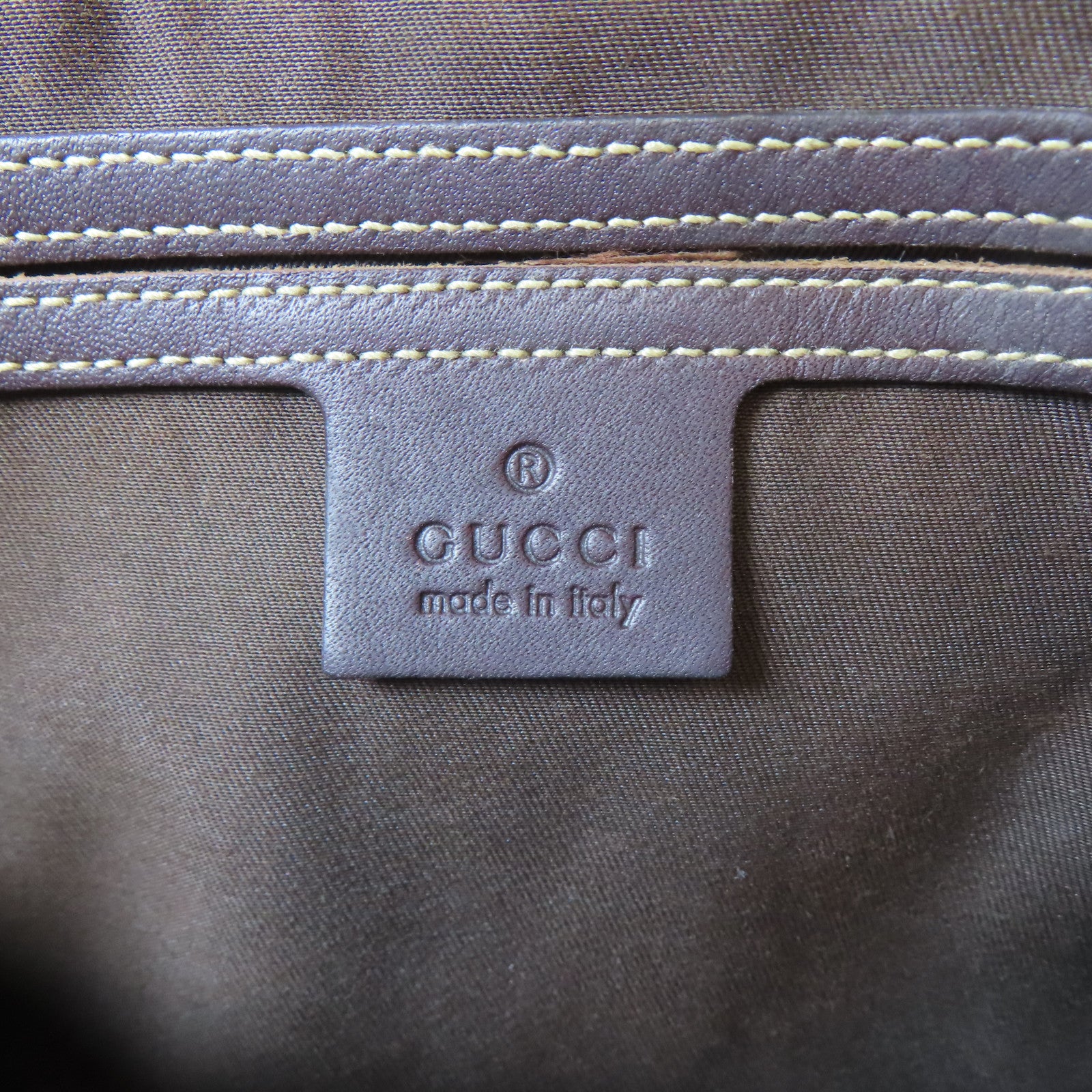 GUCCI 塗層帆布Boston Bag金扣手挽袋啡色