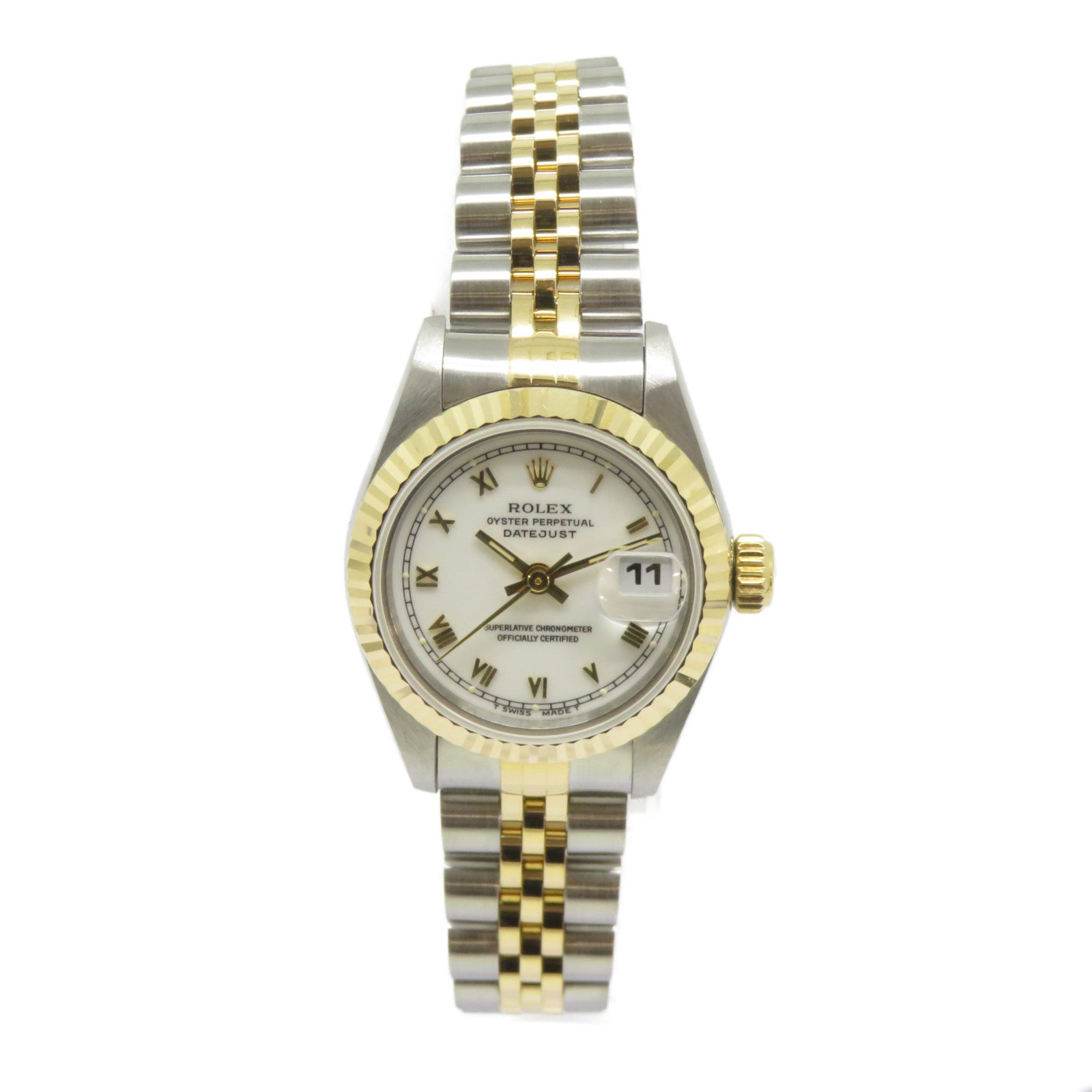 ROLEX Datejust不鏽鋼/18K黃金手錶自動機芯白色