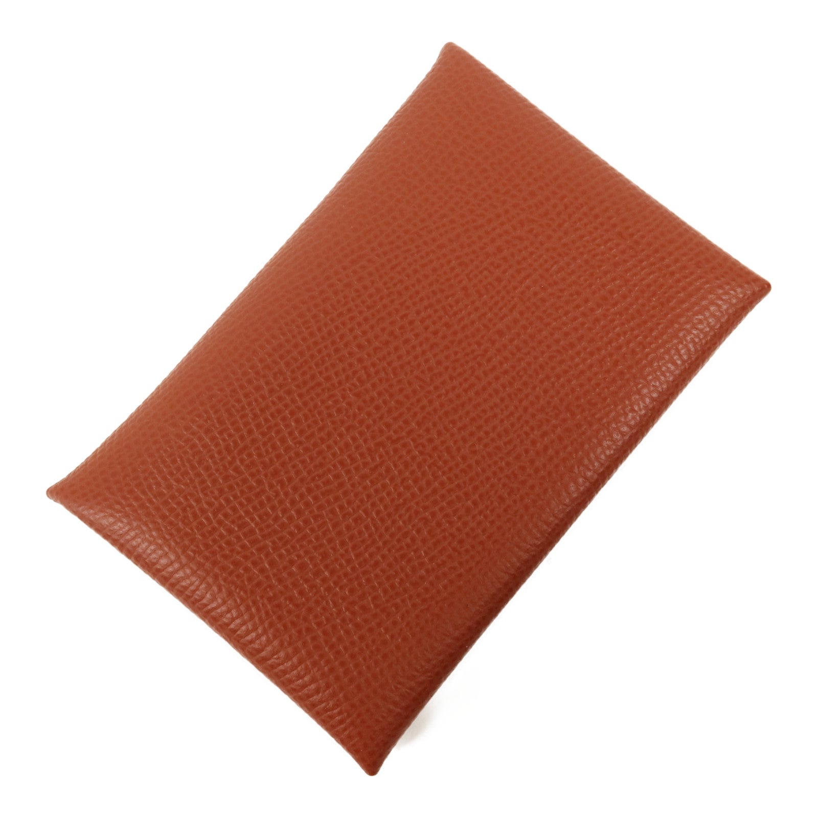 HERMES 【激減優惠】Epsom皮革Calvi銀扣卡片套Rouge Venitien
