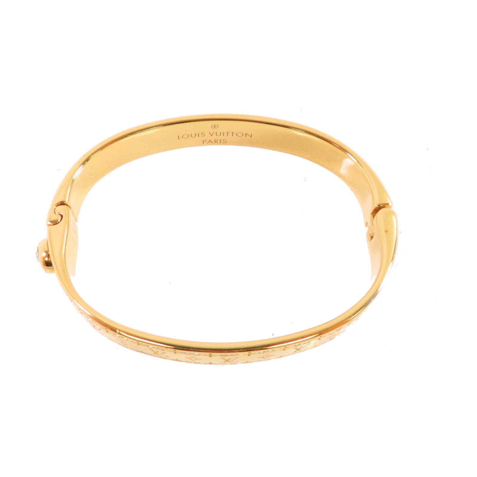LOUIS VUITTON 金屬/水鑽Nanogram Strass Bracelet S金扣手镯