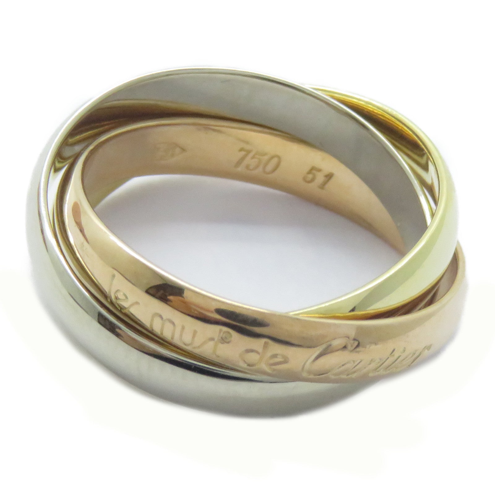 CARTIER 18K黃金/白金/玫瑰金Les Must De Trinity戒指Cartier#51/US#6