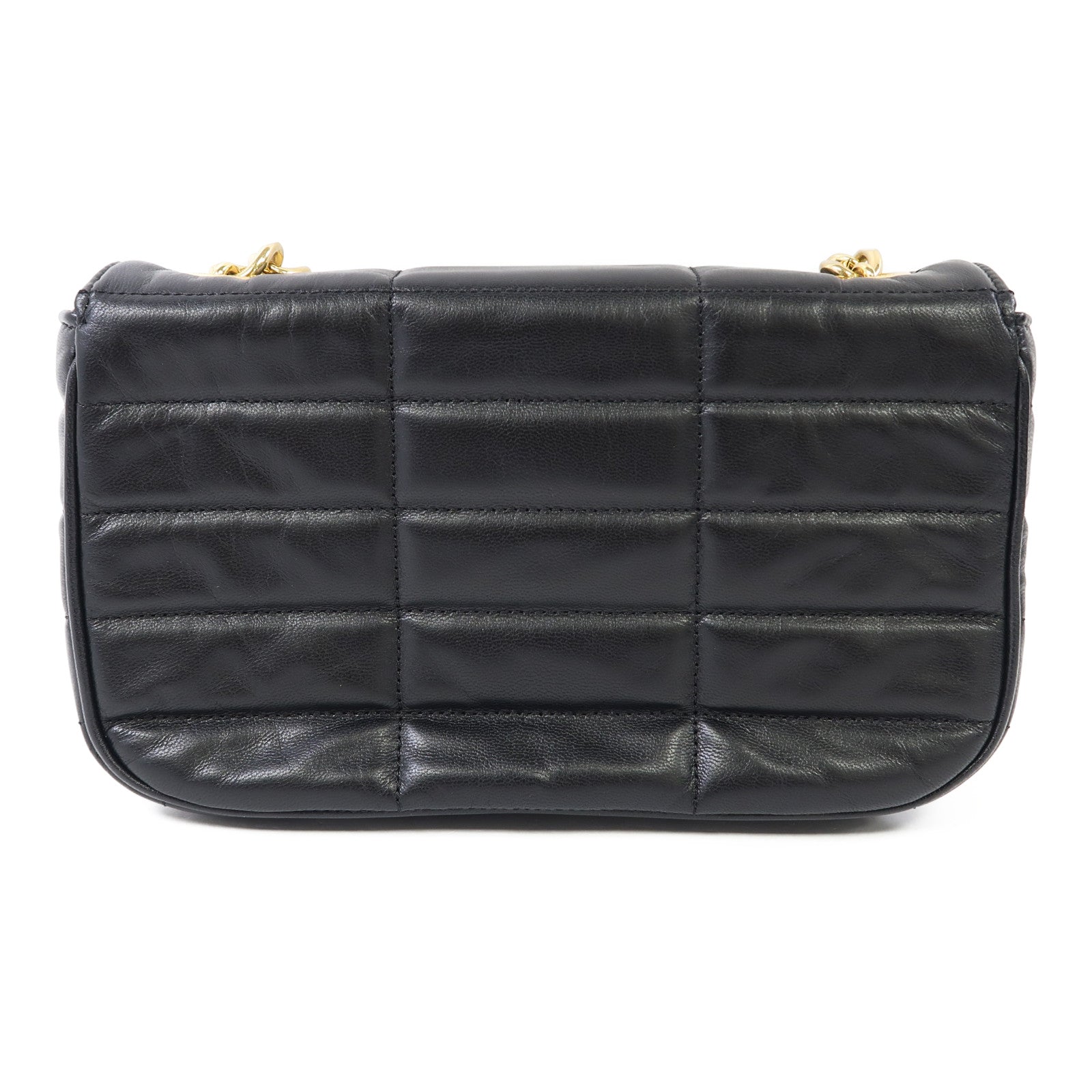 CELINE 牛皮皮革Matelasse Bag金扣鏈帶肩背袋黑色