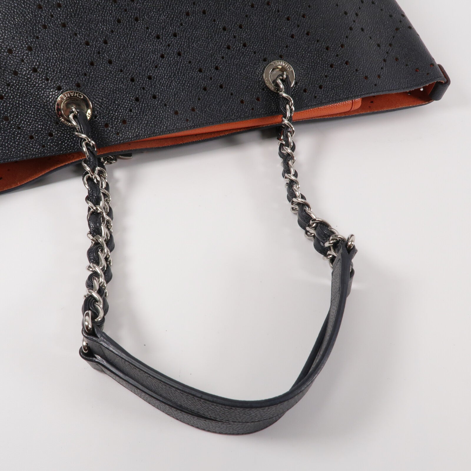 CHANEL 牛皮皮革Tote Bag鏈帶手挽袋