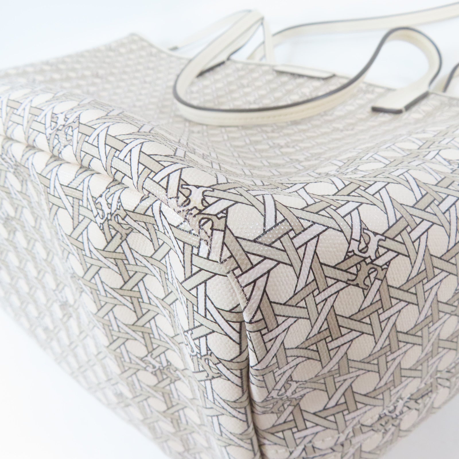 Tory Burch 塗層帆布Tote Bag金扣手挽袋米色