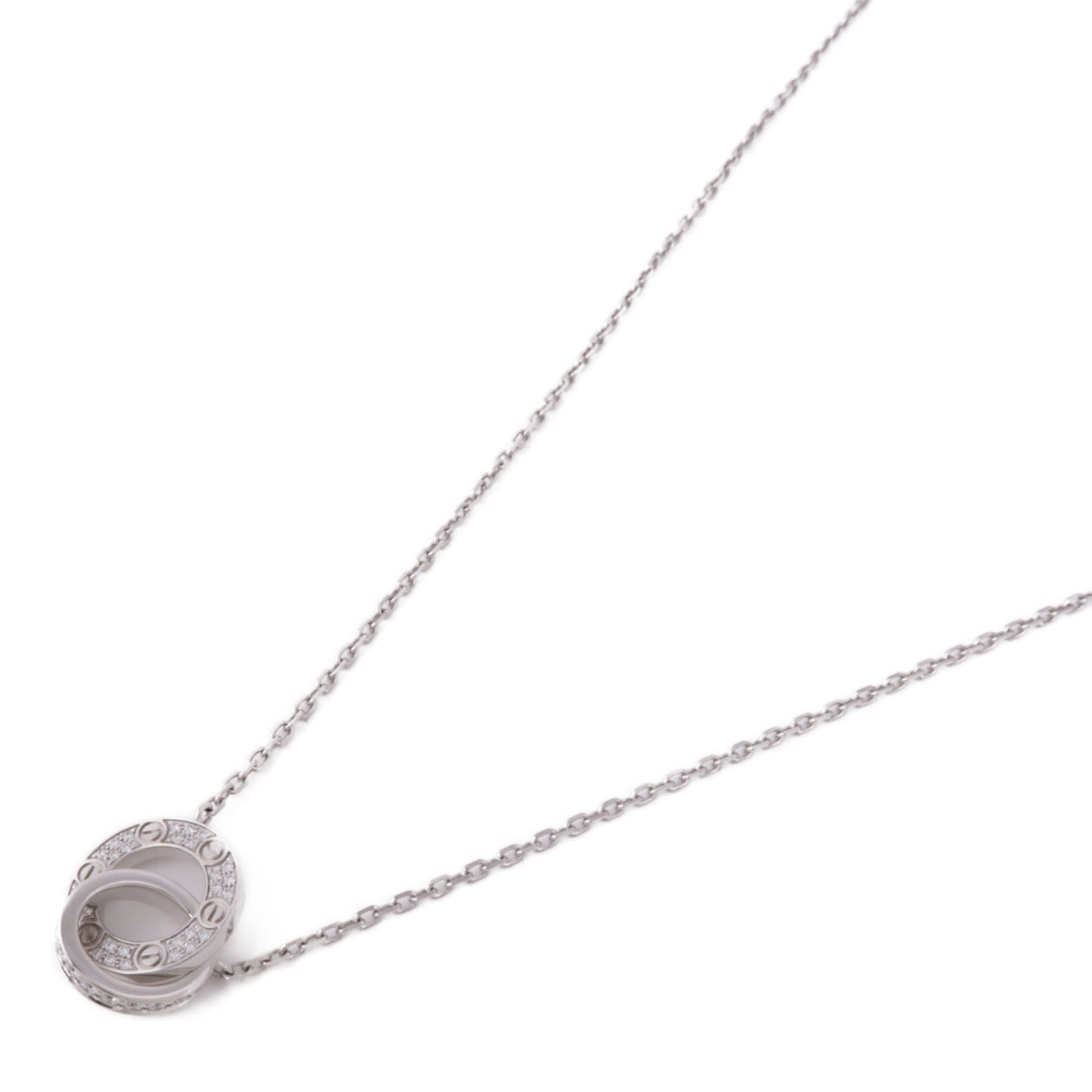 CARTIER 18K白金Love Diamond Necklace鑽石項鍊