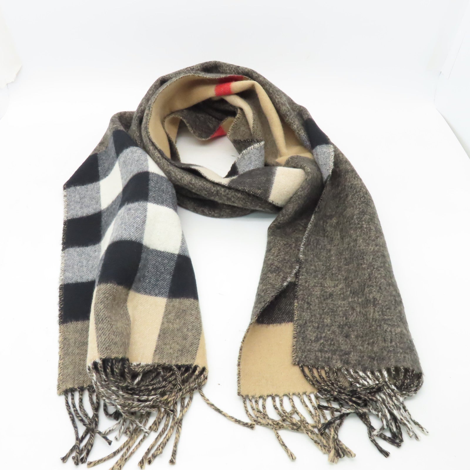 BURBERRY 羊絨Scarf圍巾啡色/卡其色