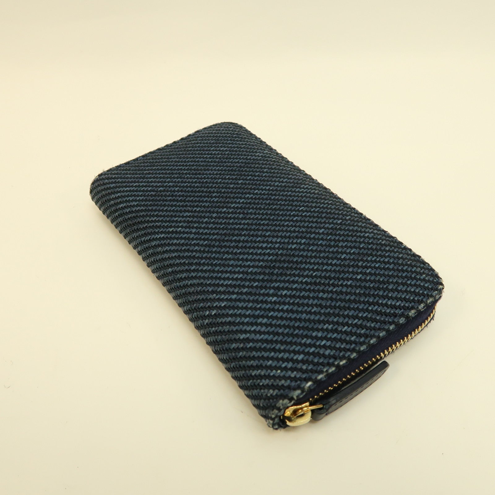 CHANEL 【激減優惠】牛仔布Deauville Small Zip Wallet金扣長錢包藍色