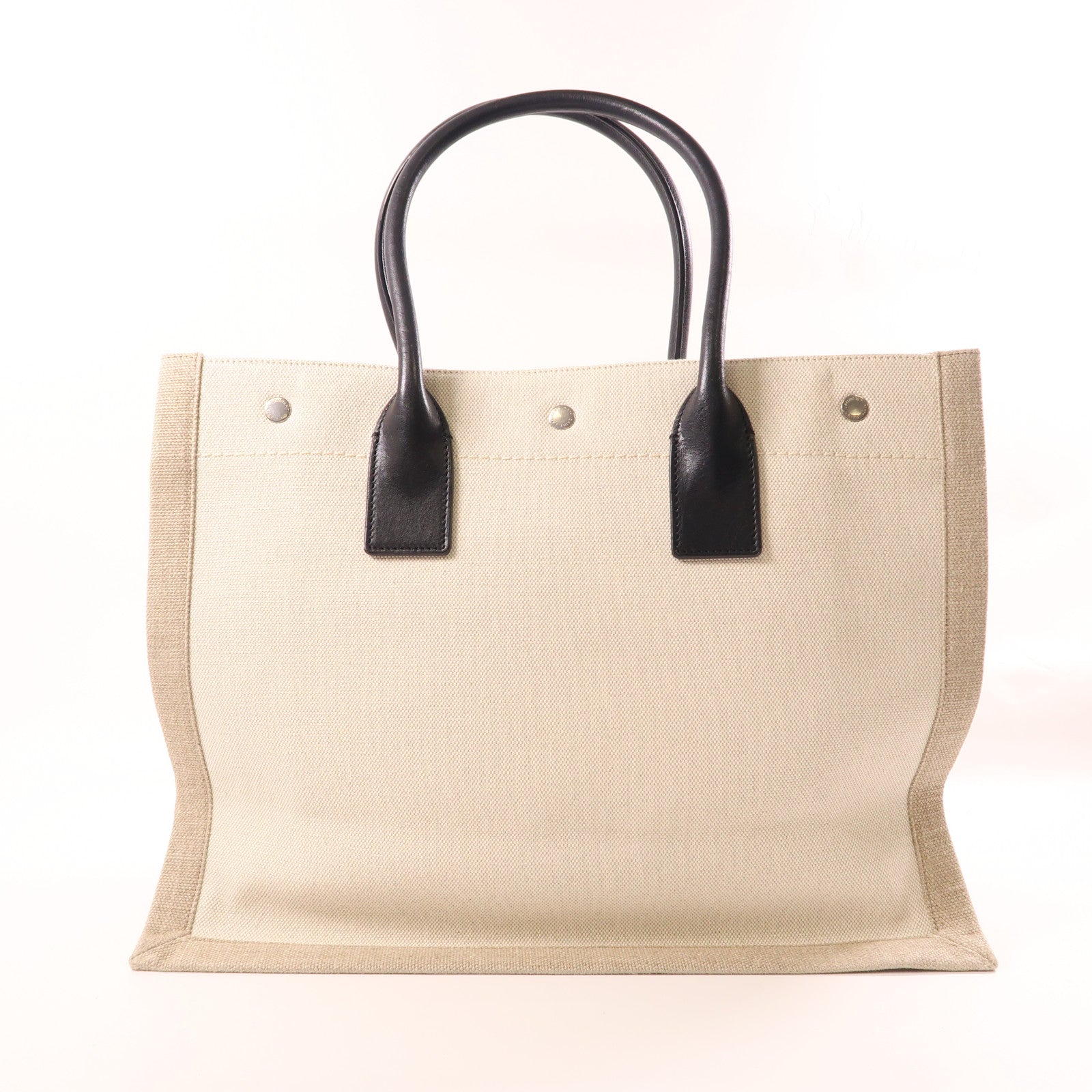 SAINT LAURENT 帆布Shoulder Tote銀扣手挽袋