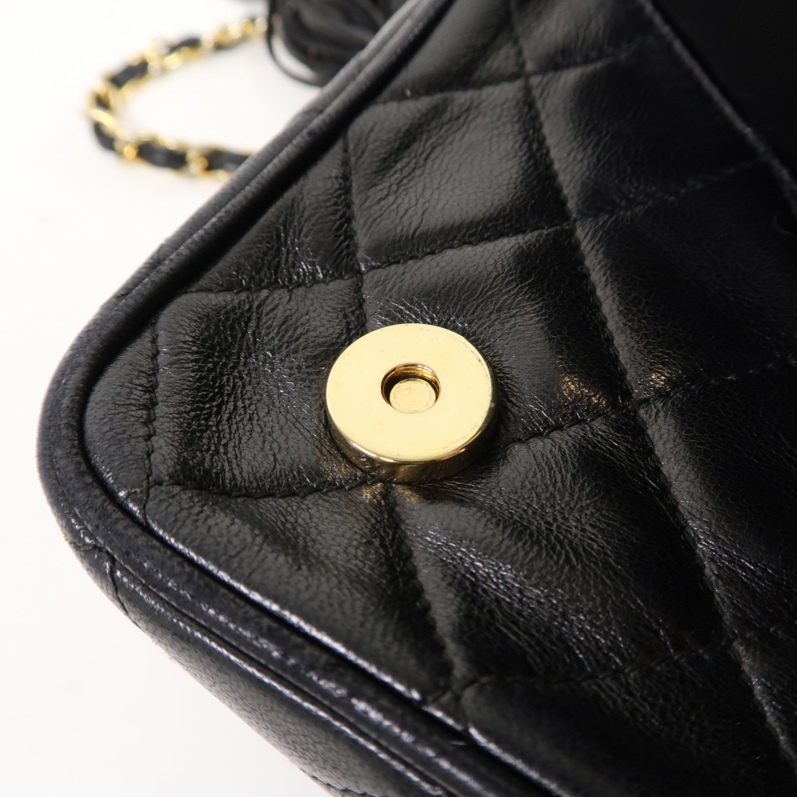 CHANEL 【激減優惠】菱格羊皮皮革Chain Shoulder金扣鏈帶肩背袋黑色