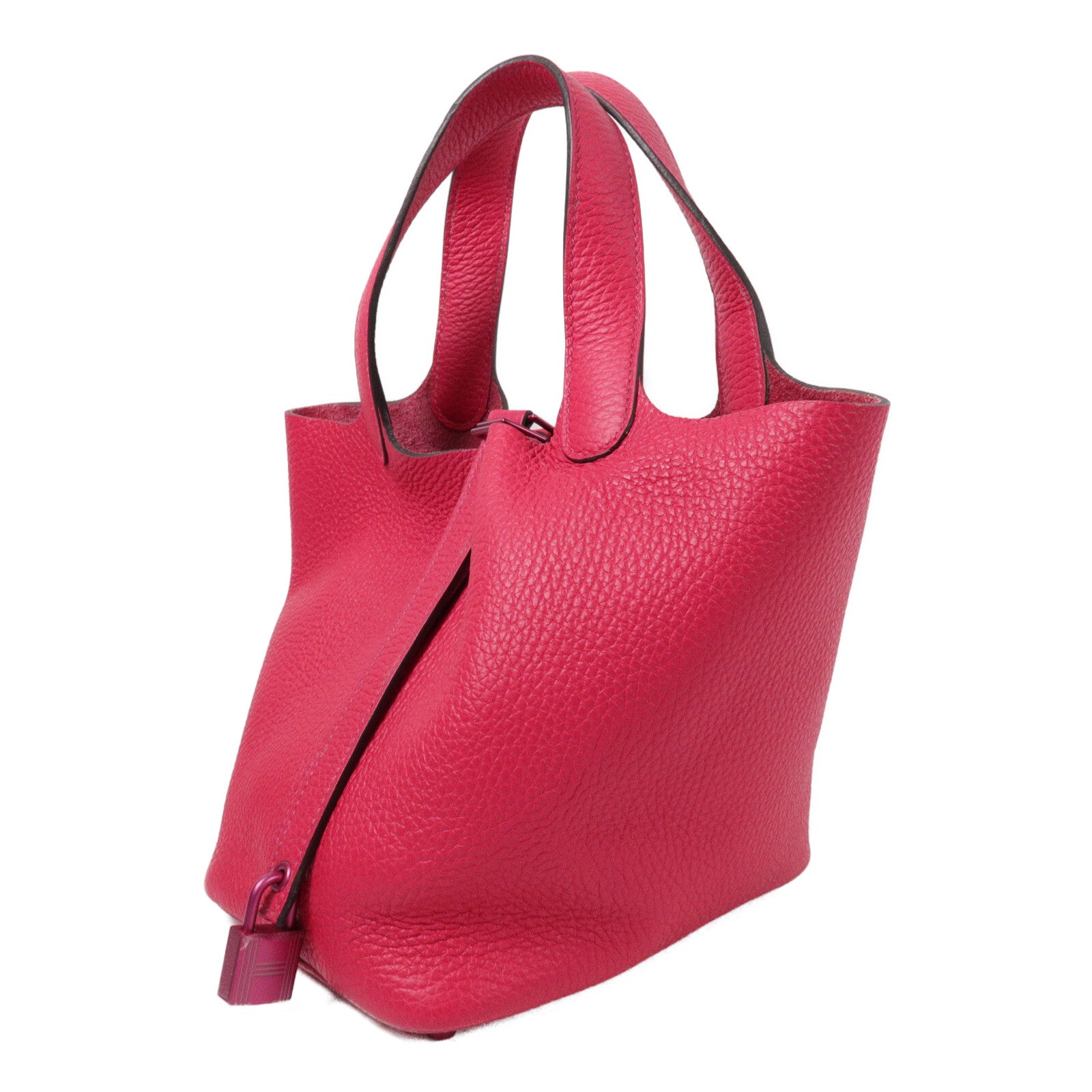 HERMES Clemence皮革Picotin PM手挽袋Rose Mexico