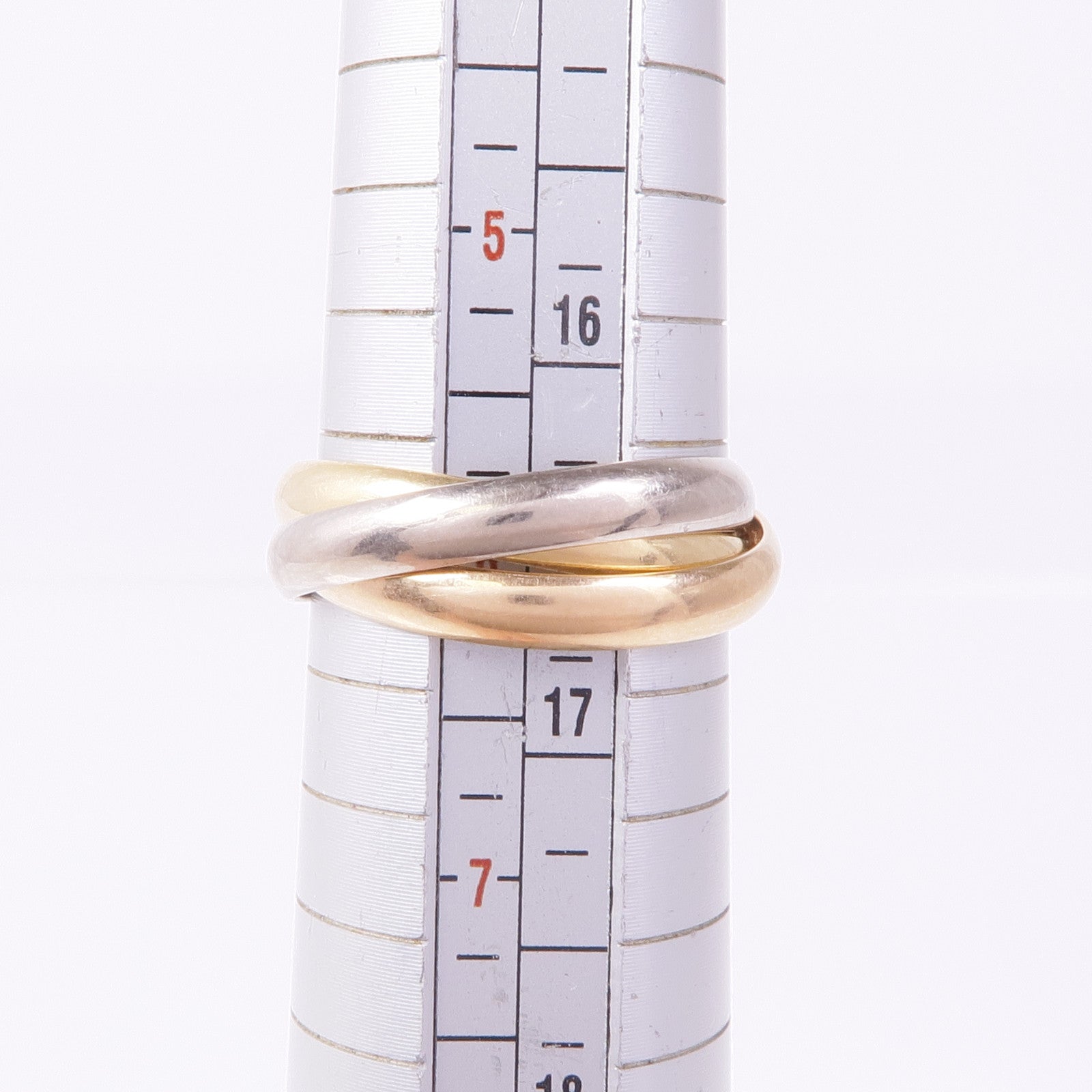 CARTIER 18K黃金/白金/玫瑰金Trinity戒指Cartier#52/US#6