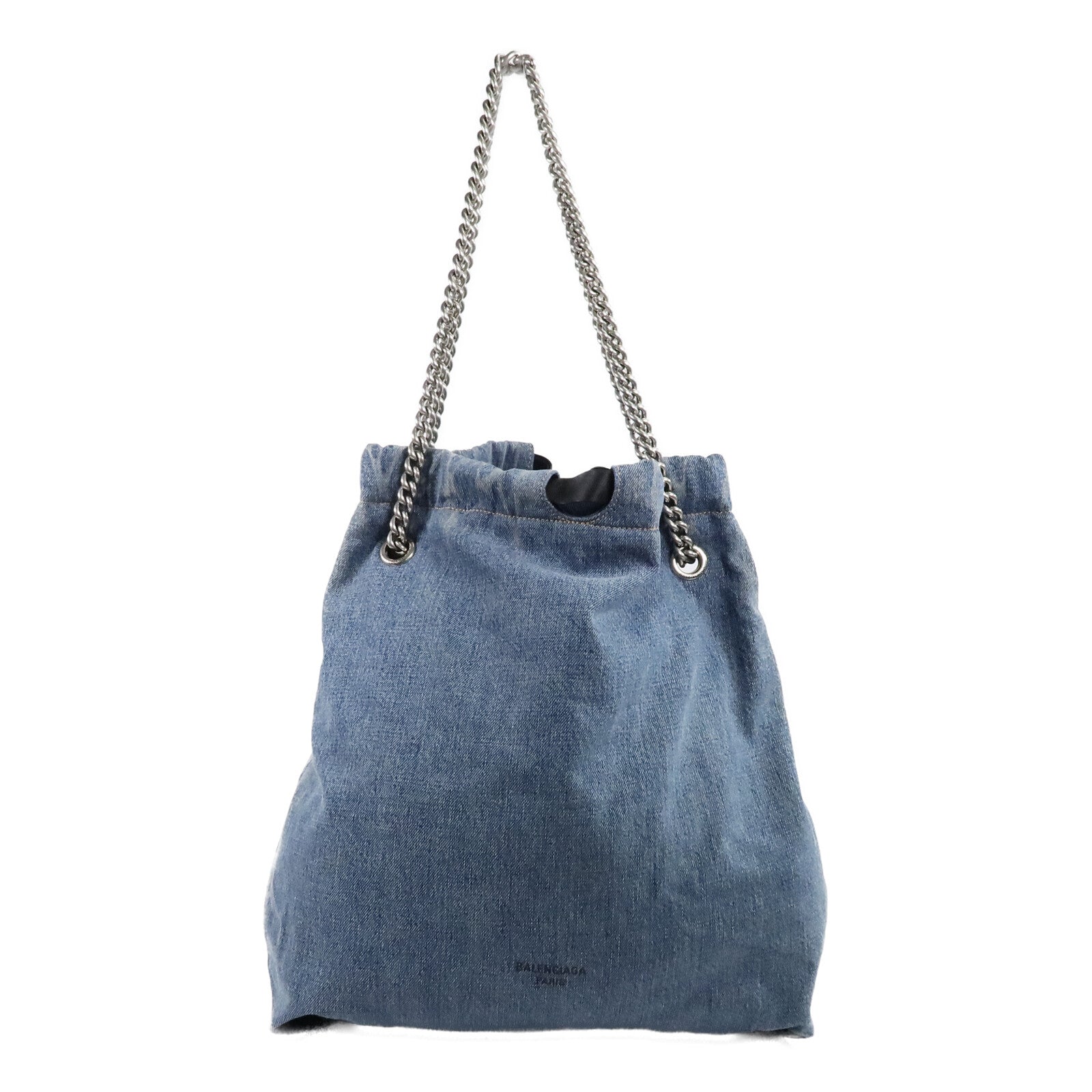 BALENCIAGA 牛仔布Crush M Tote鏈帶肩背袋