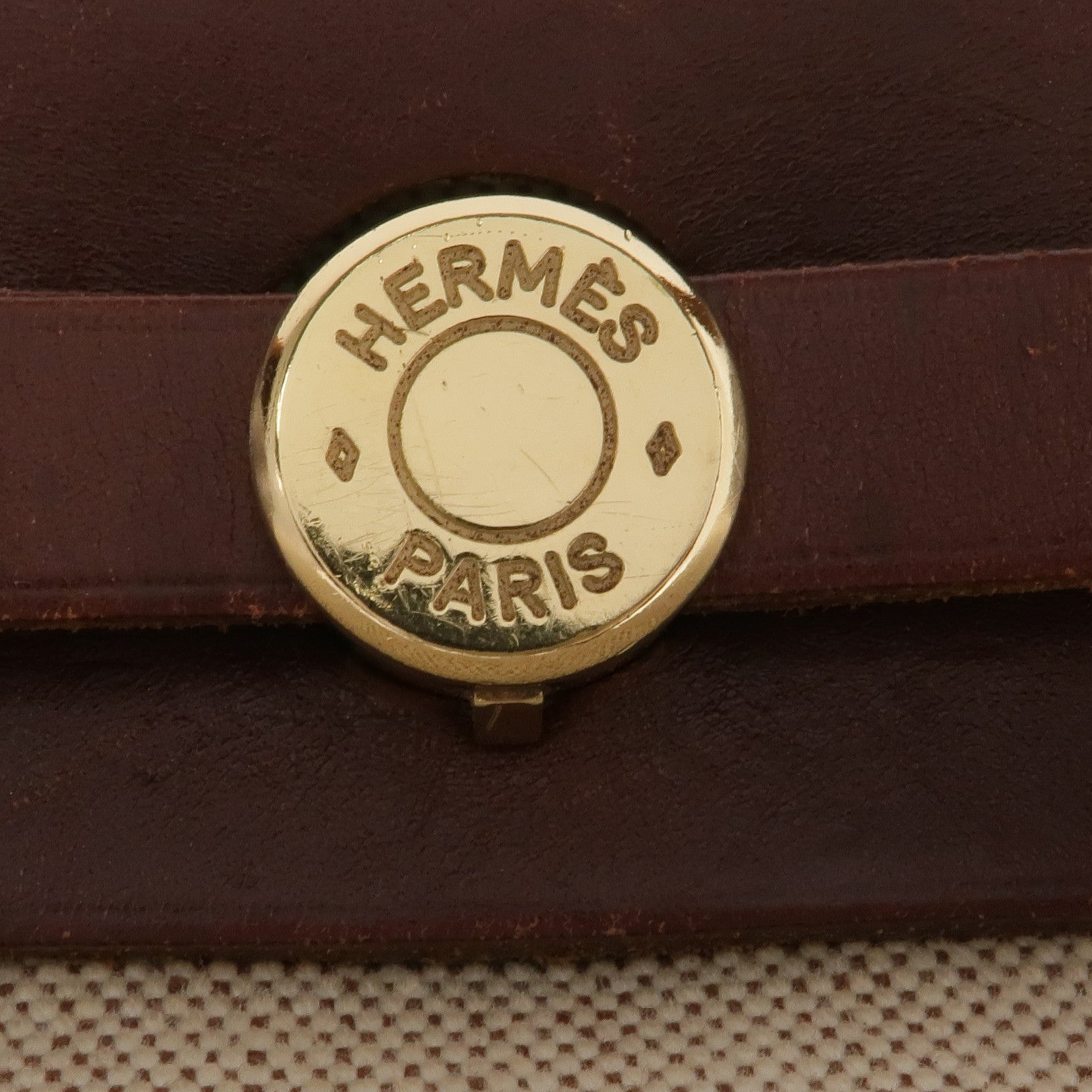 HERMES Toile H帆布/皮革Herbag PM金扣手挽肩背兩用袋
