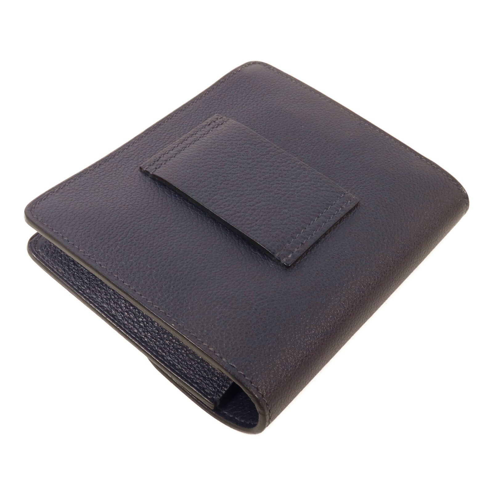 HERMES Evercolor皮革Roulis Slim Wallet錢包Bleu Nuit