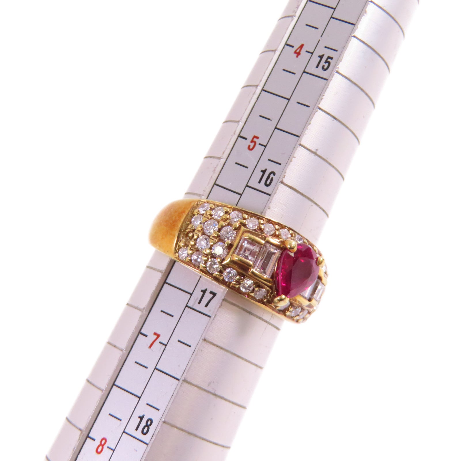 JEWELRY 【激減優惠】18K黃金/紅寶石/鑽石Ruby Diamond Ring戒指US#6