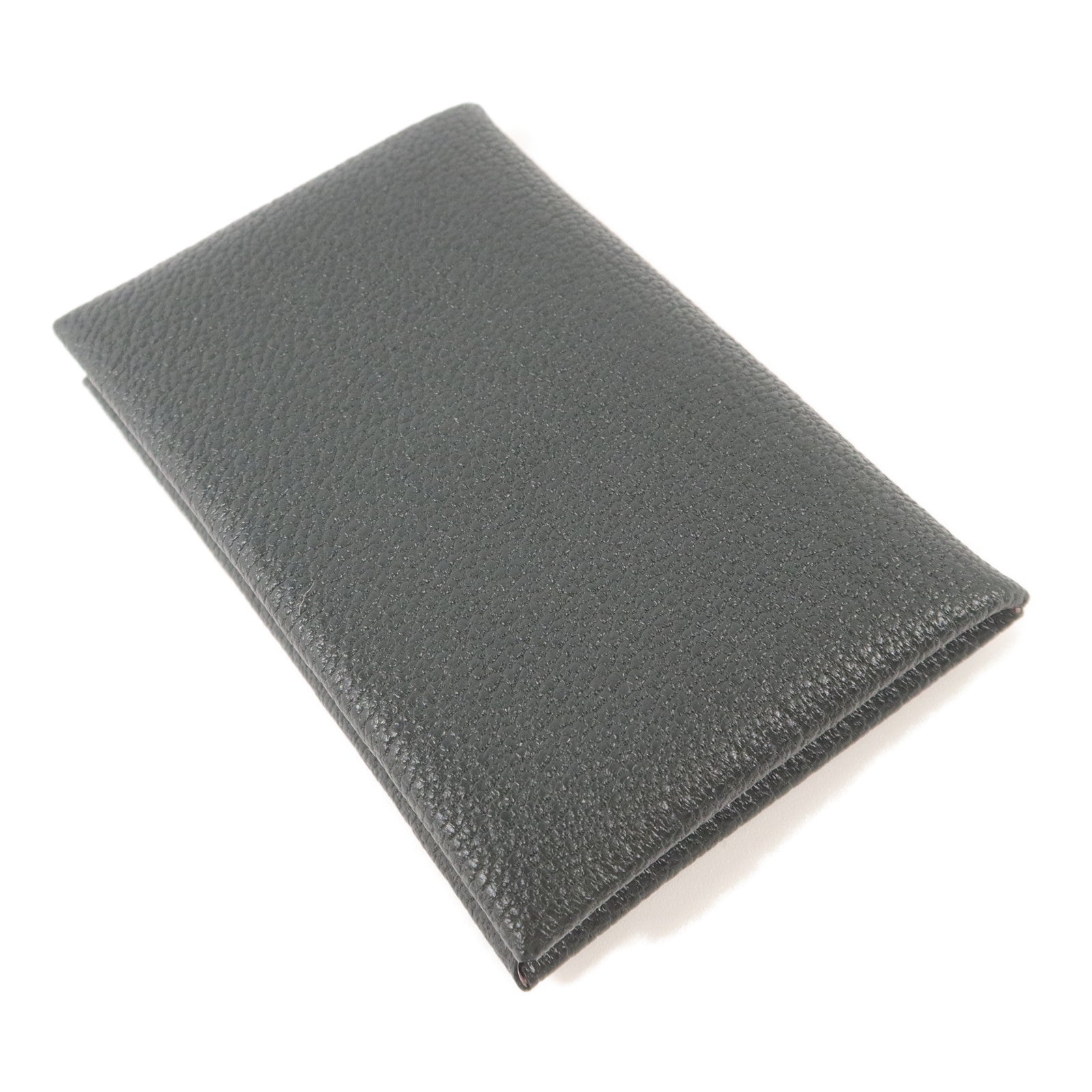 HERMES Chevre皮革Calvi Card Case卡片套Noir/Mauve Sylvestre