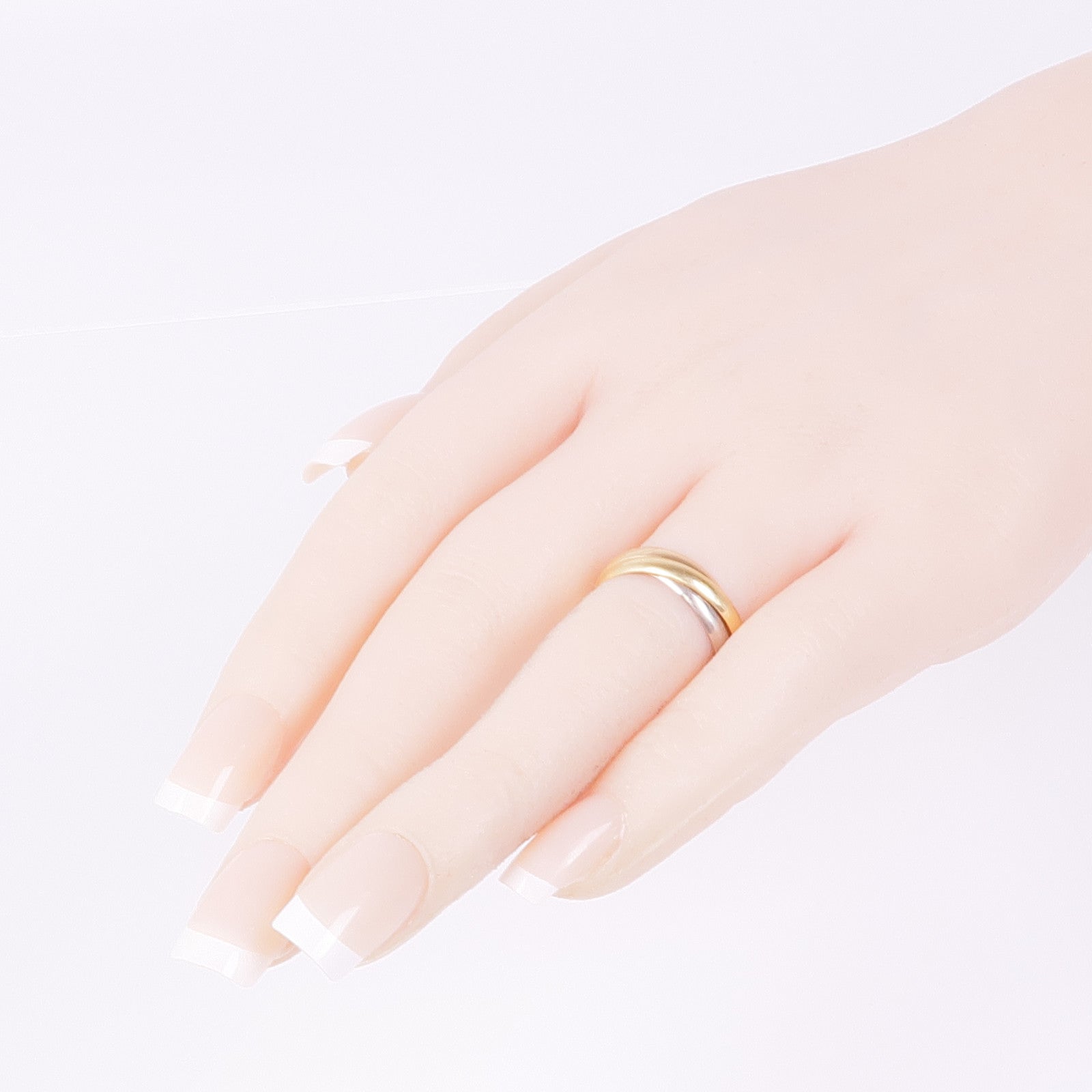 CARTIER 18K黃金/白金/玫瑰金Trinity戒指Cartier#52/US#6