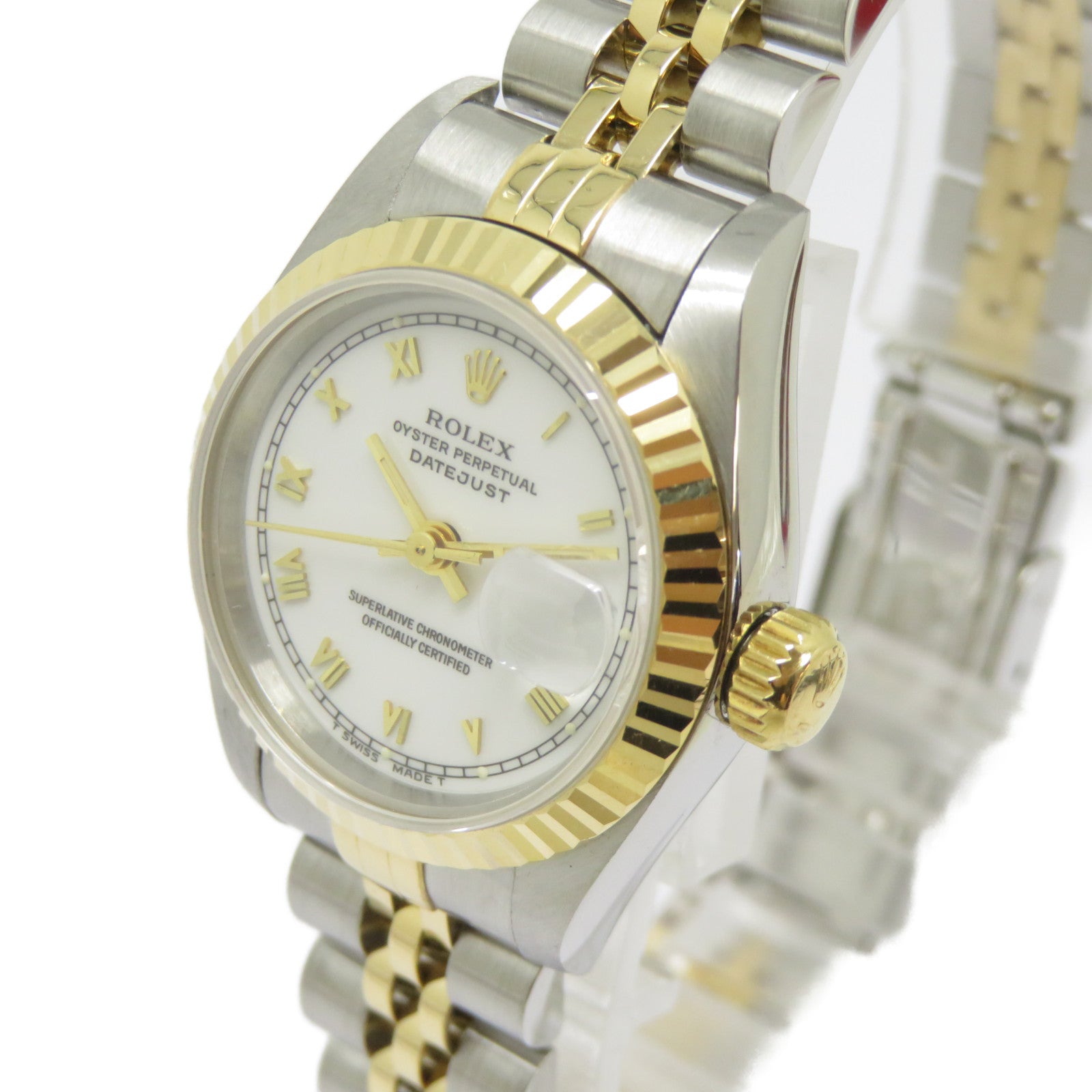 ROLEX Datejust不鏽鋼/18K黃金手錶自動機芯白色