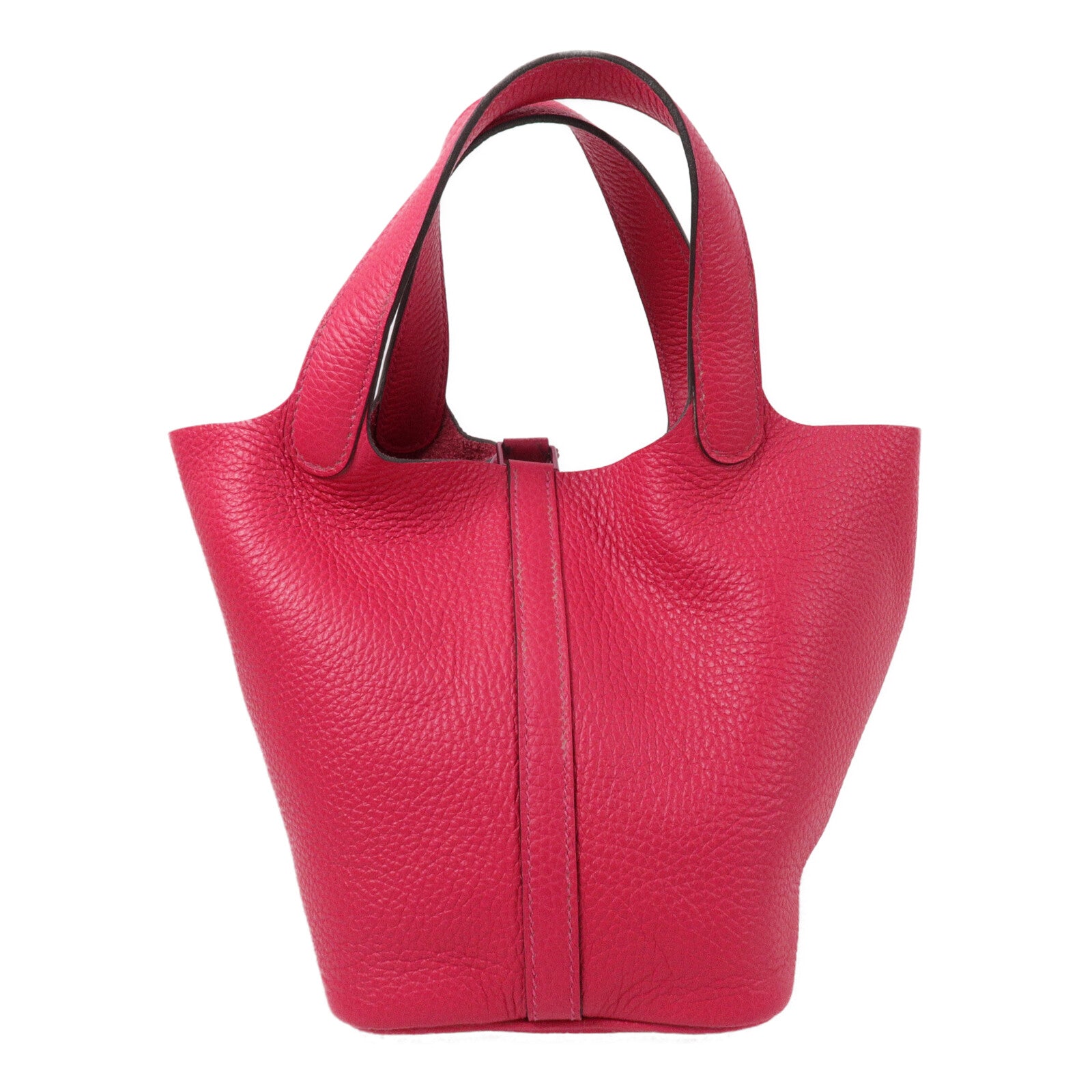 HERMES Clemence皮革Picotin PM手挽袋Rose Mexico
