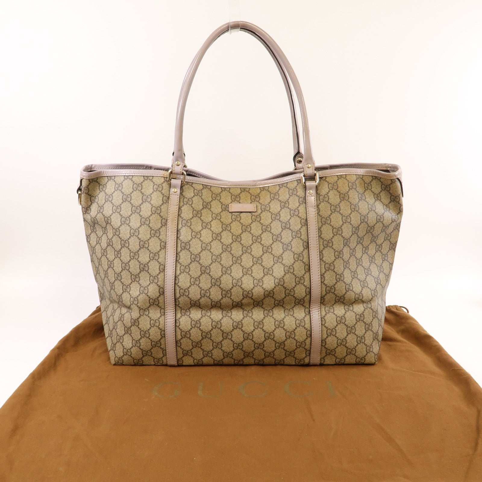 GUCCI 塗層帆布Imprime金扣肩背袋啡色
