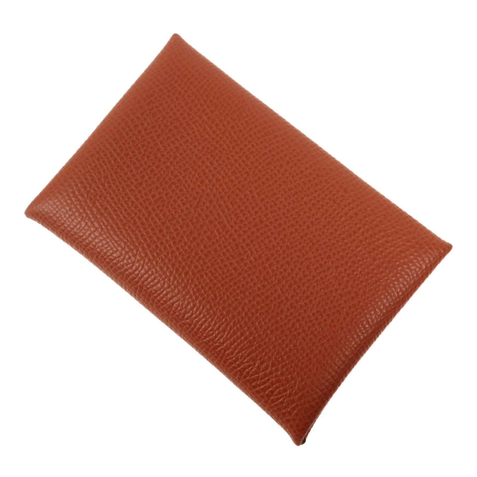 HERMES 【激減優惠】Epsom皮革Calvi銀扣卡片套Rouge Venitien