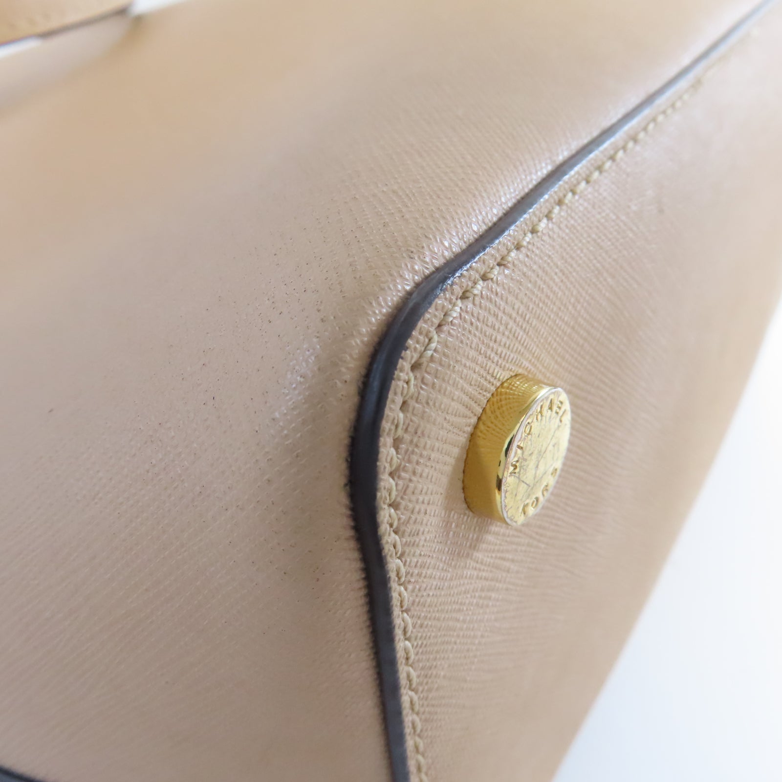 Michael Kors 【清倉大減價】牛皮皮革Shoulder Bag金扣手挽肩背兩用袋米色
