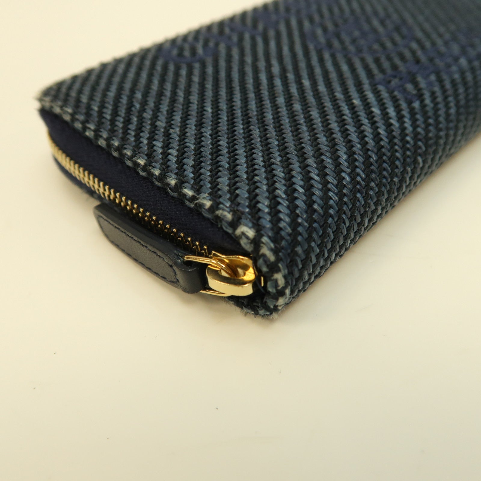 CHANEL 【激減優惠】牛仔布Deauville Small Zip Wallet金扣長錢包藍色