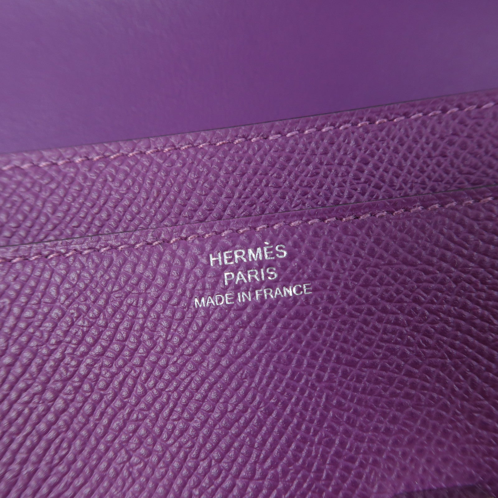 HERMES Epsom皮革Constance Long Wallet銀扣長錢包Anemone/紫色